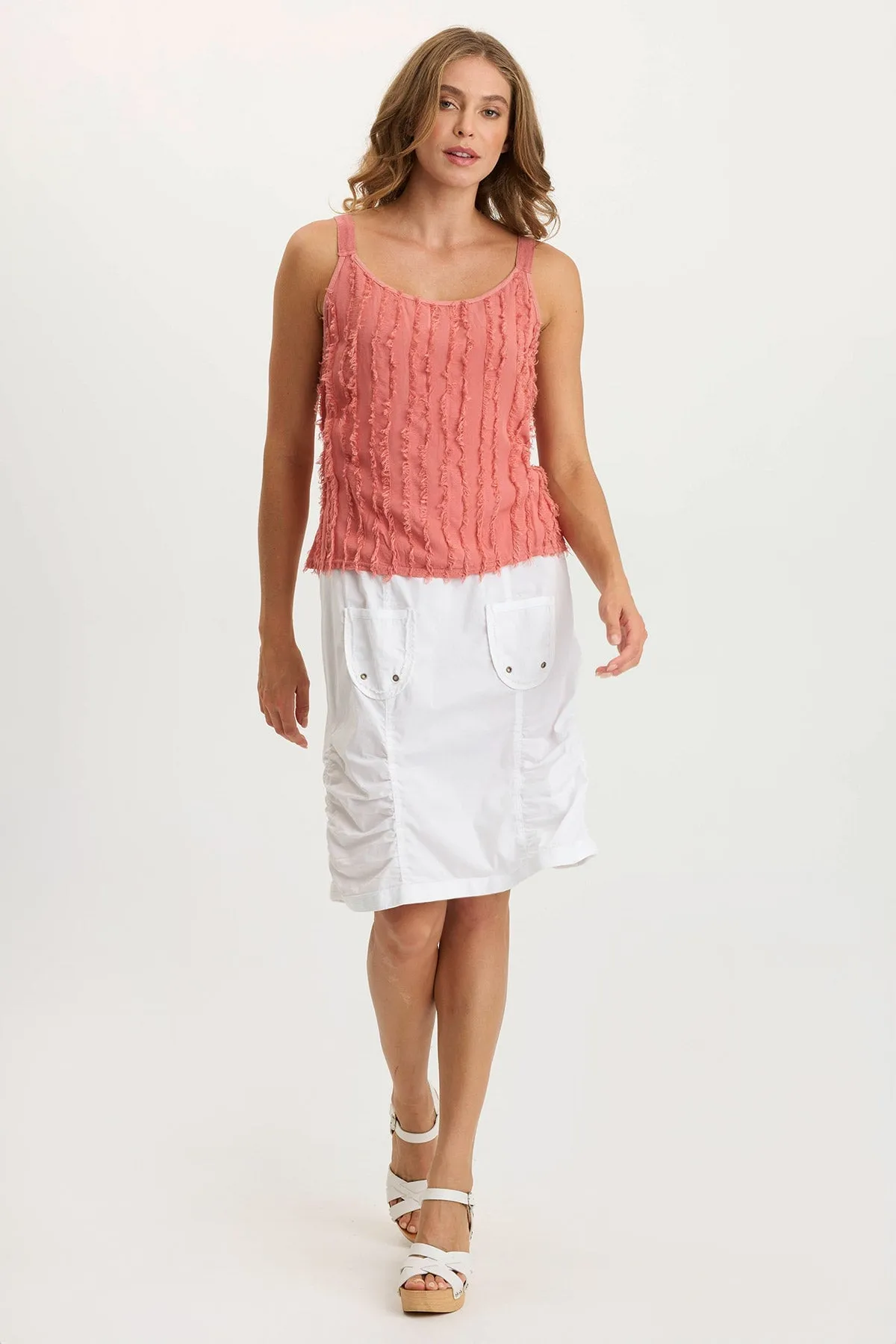 Haddon Stripe Voile/Jersey A-Line Tank Clear Glow