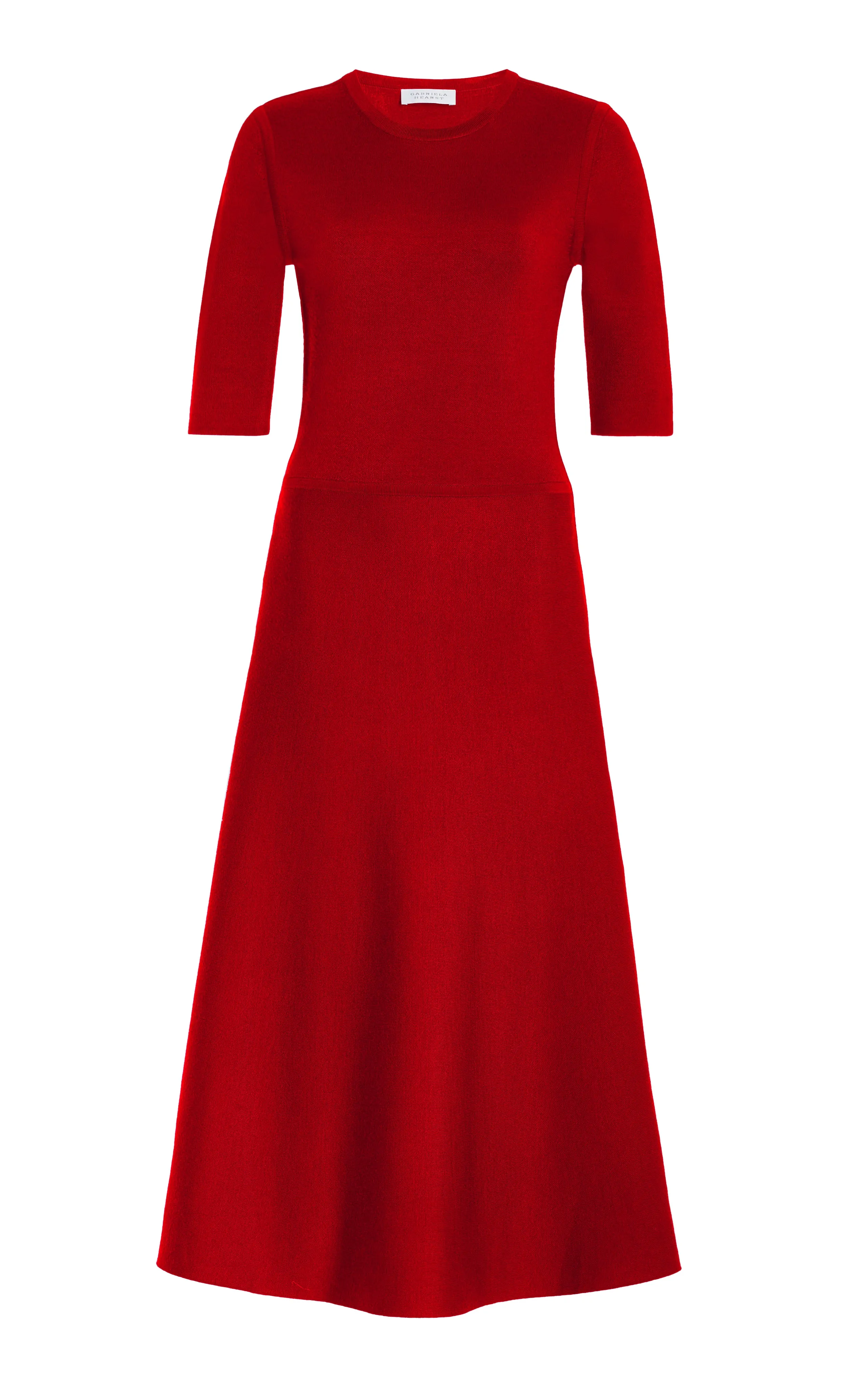 Seymore Knit Midi Dress in Scarlet Red Merino Wool Cashmere SweatAbsorbingTexture Fall Core