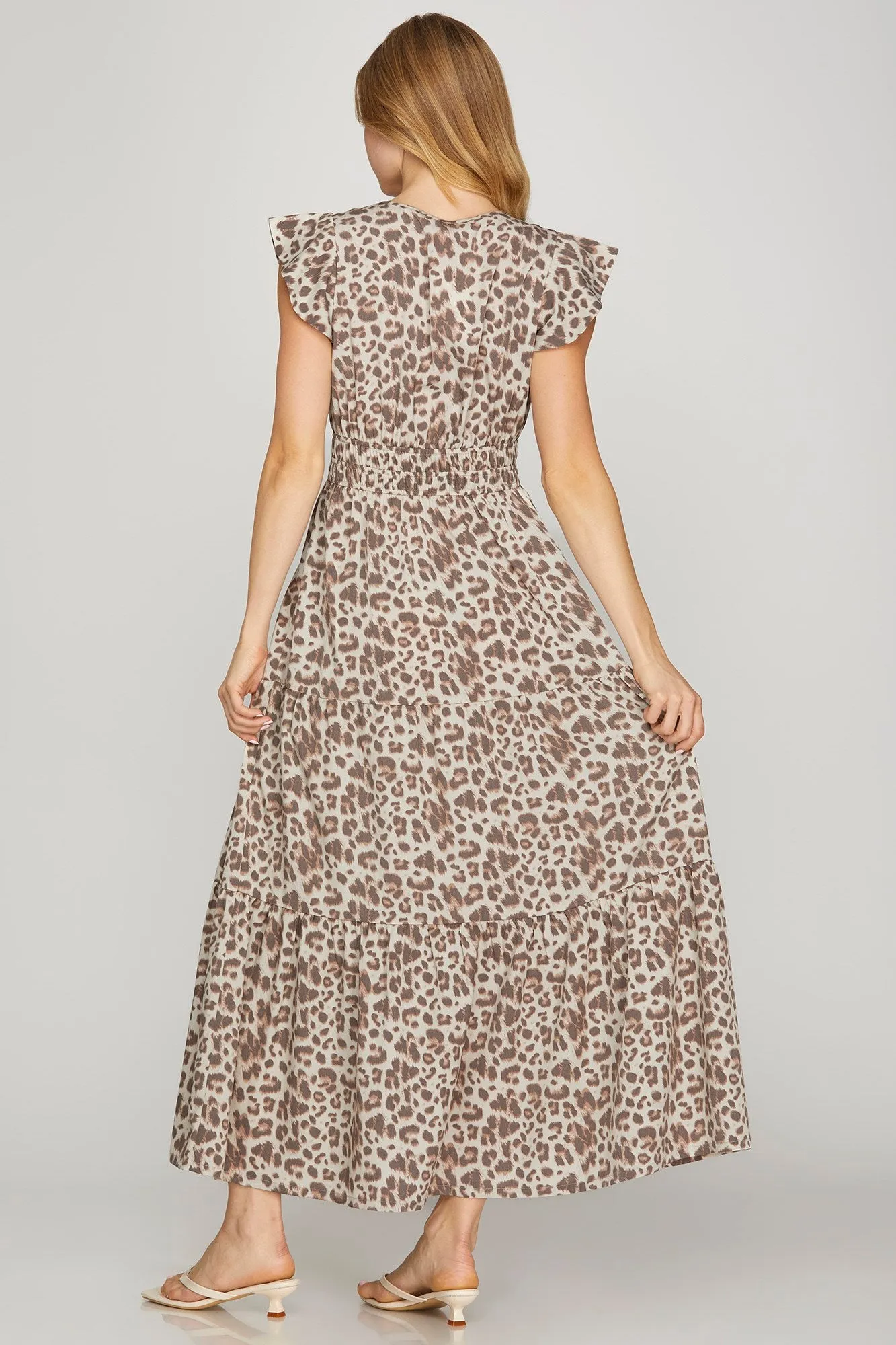 Parisian Chic Sky Cool Light Mocha Animal Print Dress