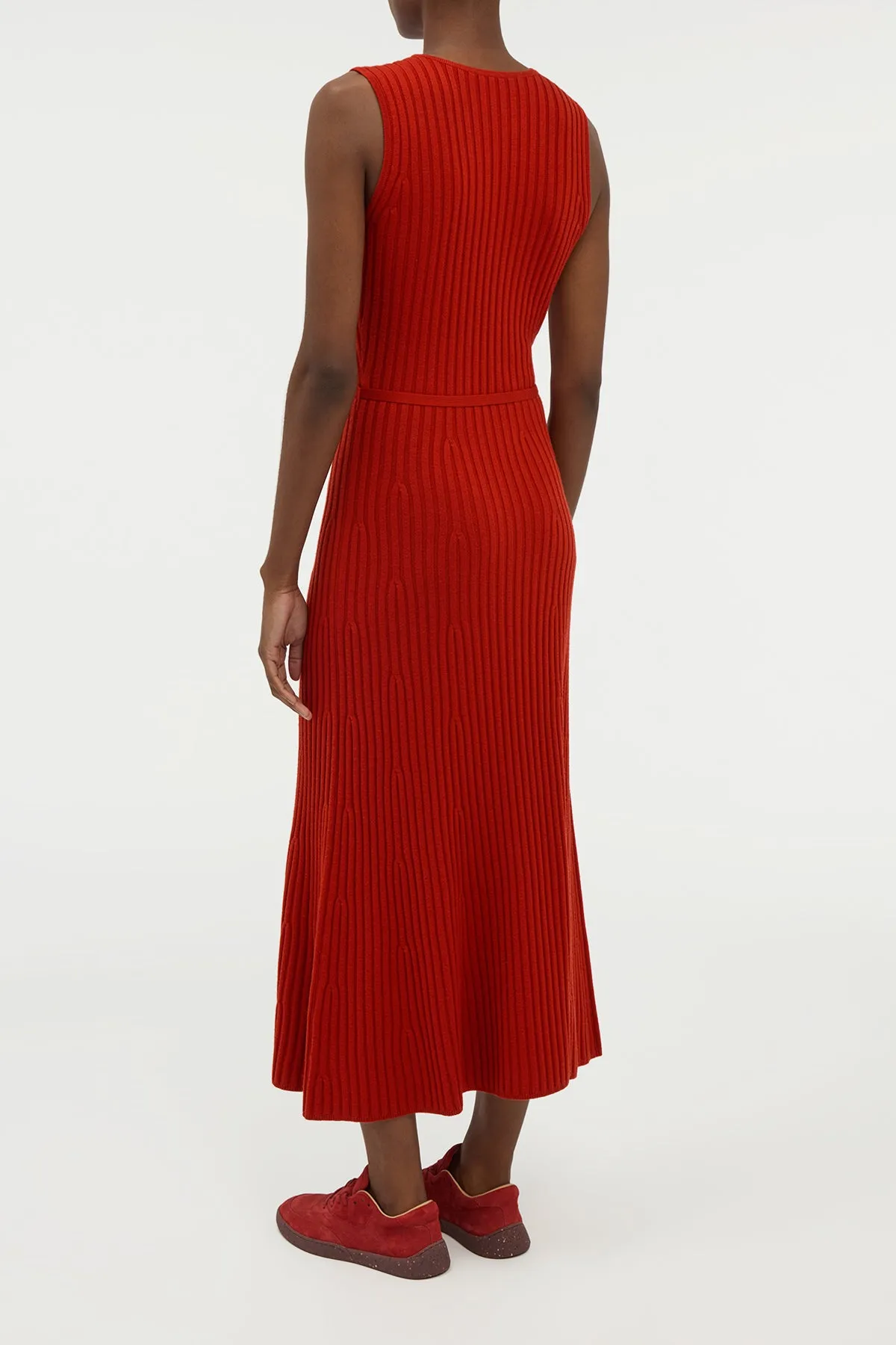 Meier Knit Midi Dress in Antelope Orange Merino Wool Cashmere Speed Soul Relax Vibe