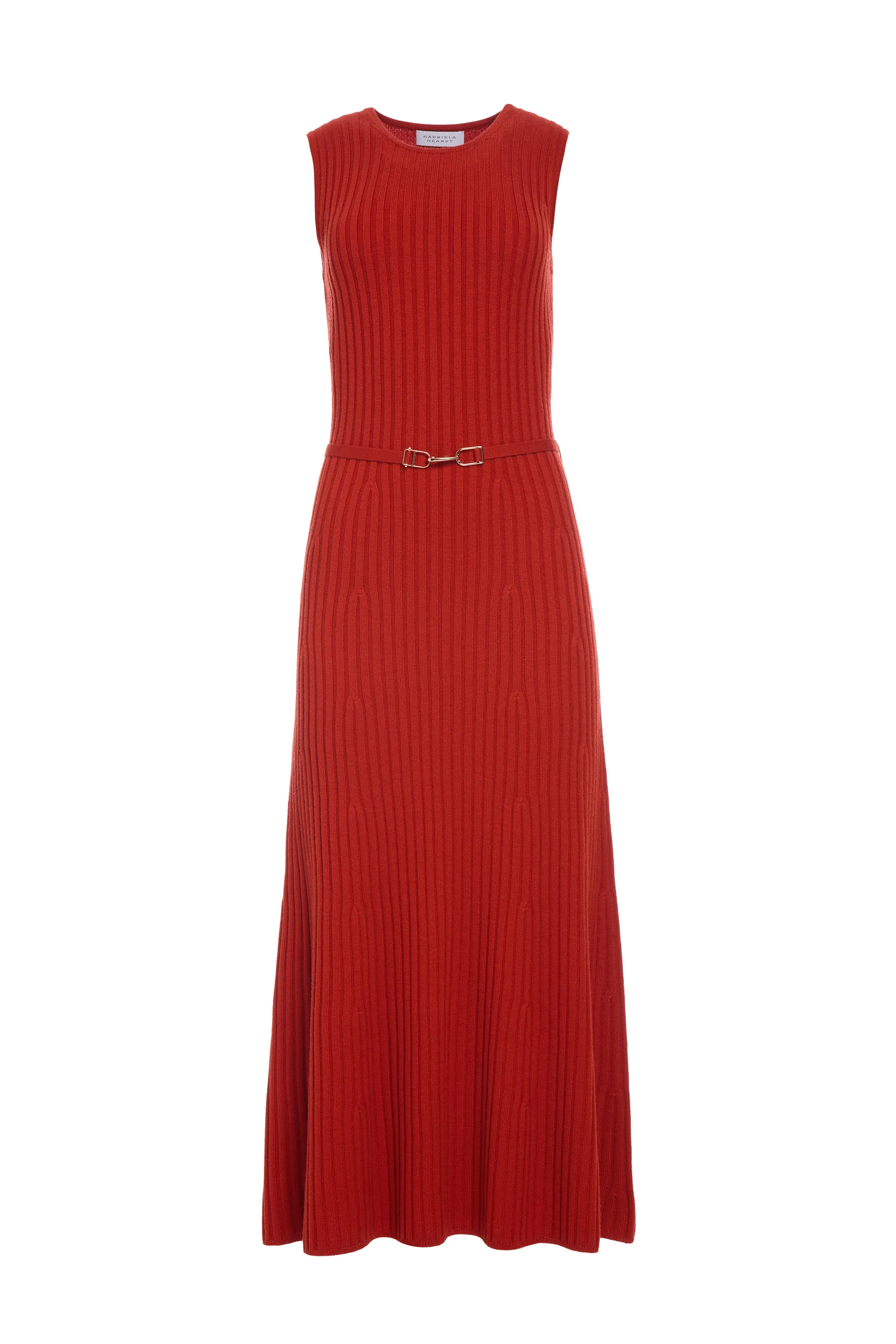 Meier Knit Midi Dress in Antelope Orange Merino Wool Cashmere Wool Fit