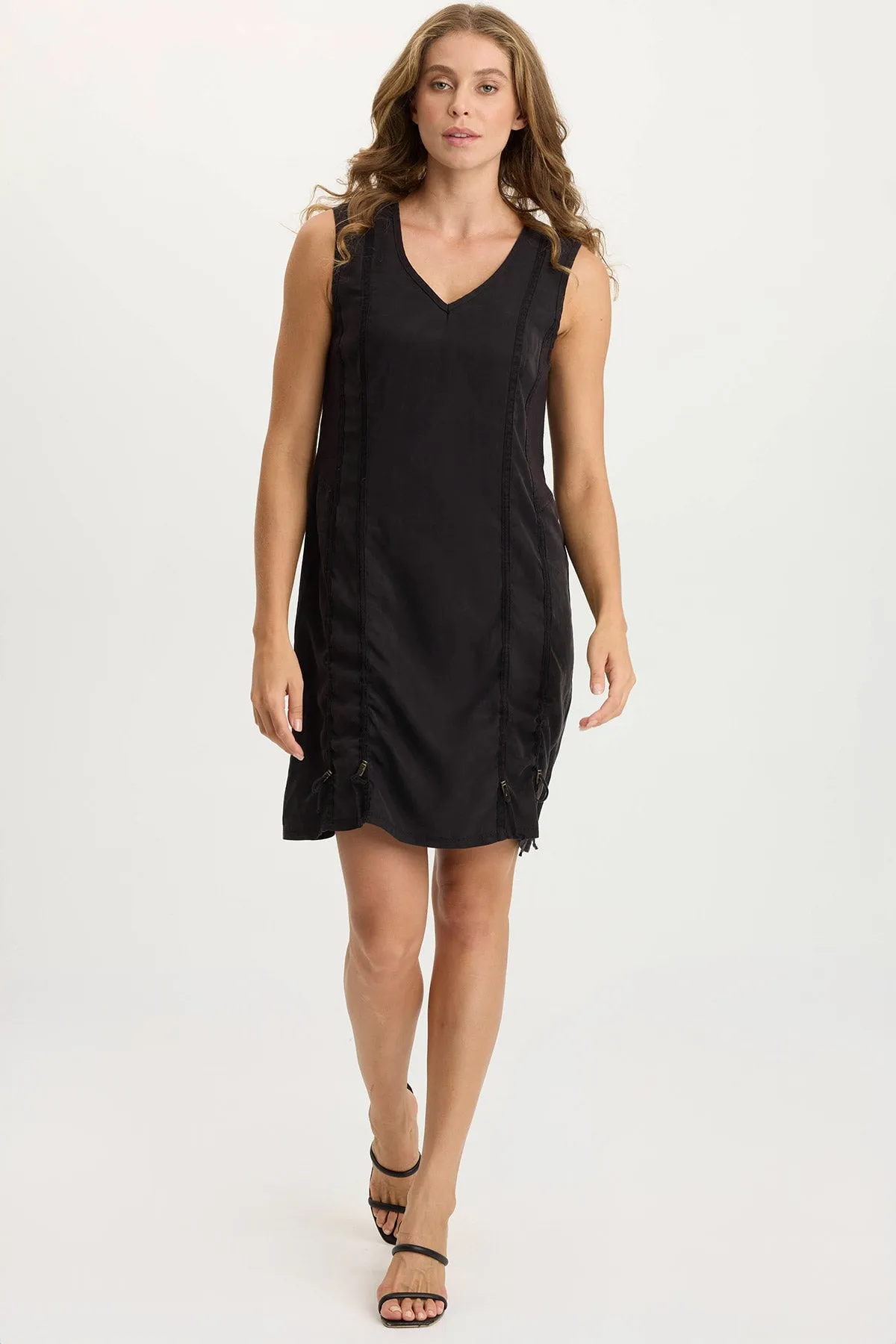 Glow Up Karima Twill Corded Cinch Tank Dress