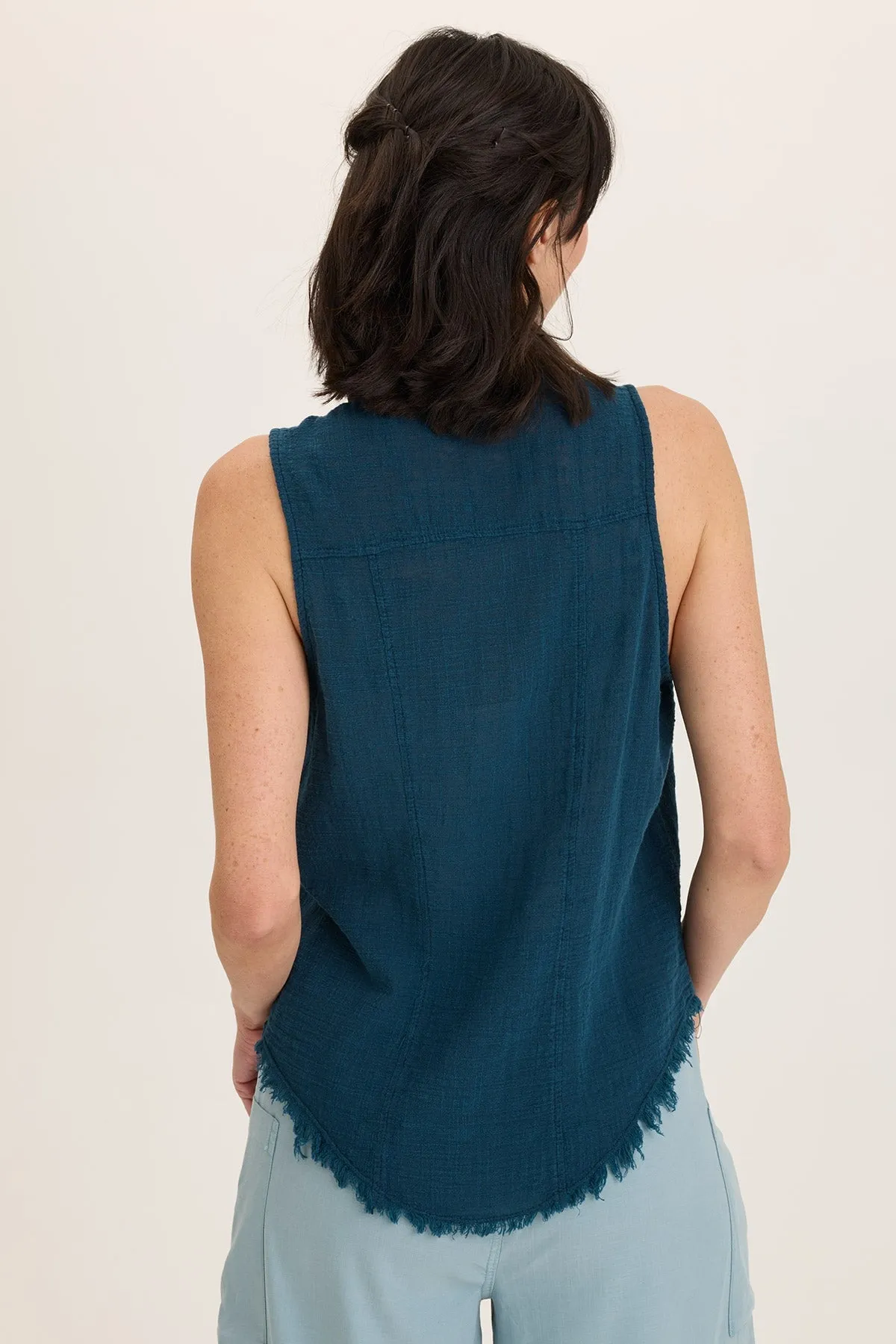 Pearl Tone Free Mind Otto Gauze Button-Up Tank
