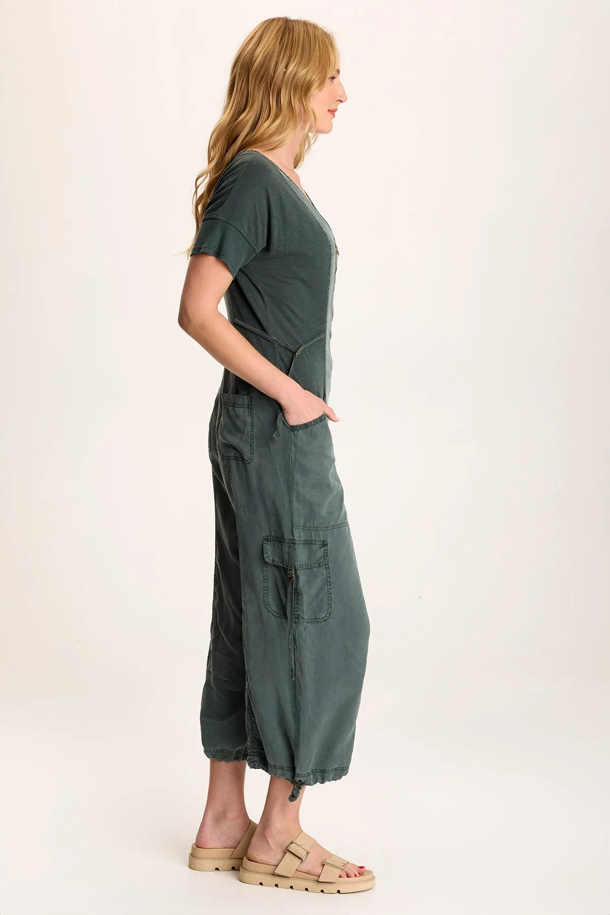 Naveen Short Sleeve Twill Banded Jumpsuit EcoDyeProcess