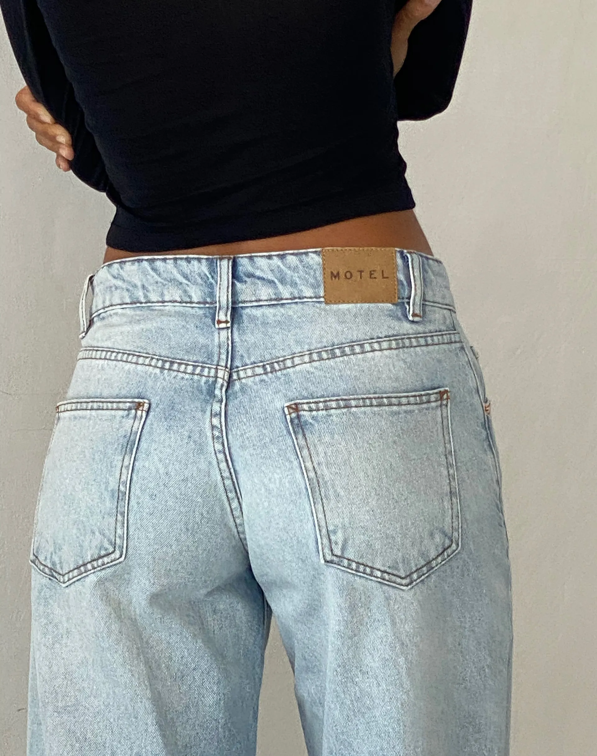 UVProtectionCloth Loose Fit Roomy Extra Wide Low Rise Jeans in Extreme Light Blue Wash
