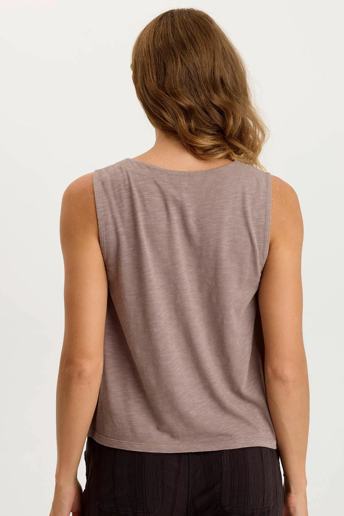 Massimo Twill/Jersey Wide-Neck Tank Soft Jersey