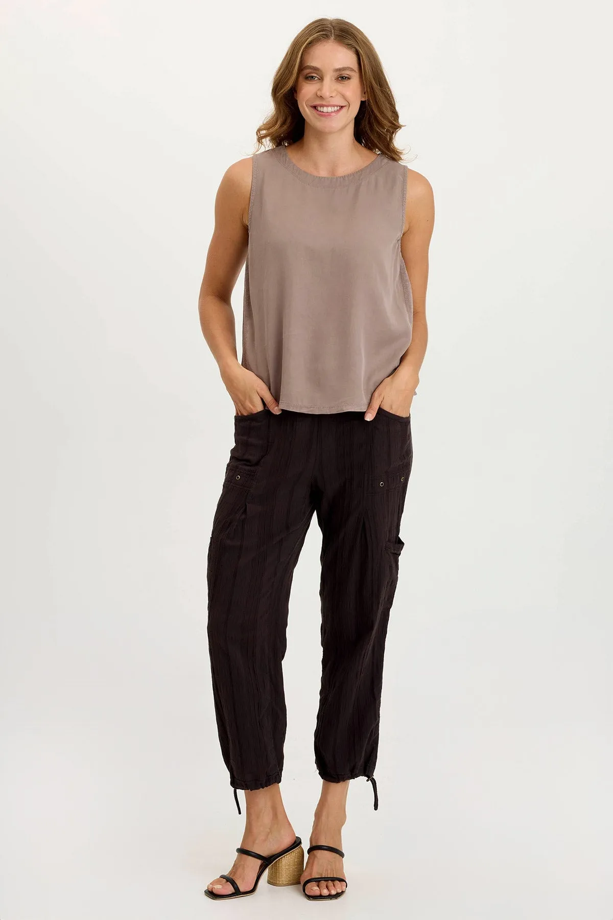 Massimo Twill/Jersey Wide-Neck Tank Suede Mood