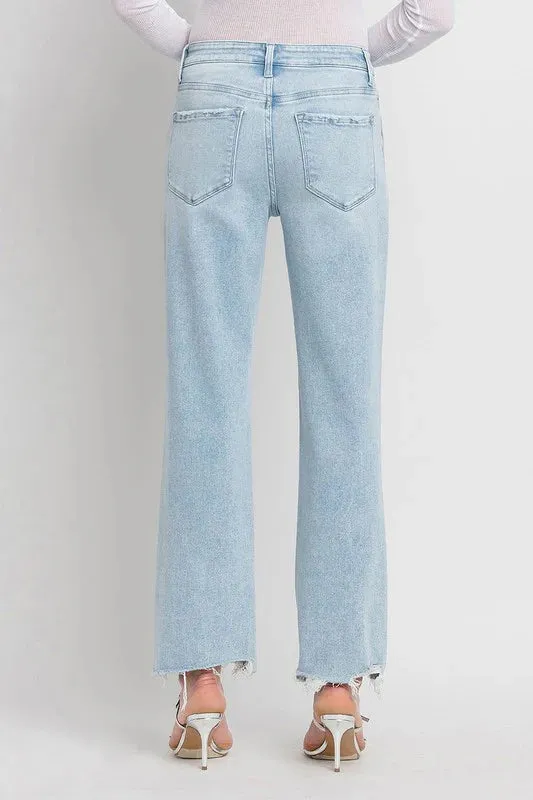 Vervet By Flying Monkey High Rise Slim Wide Destructed Jeans Lake Glow