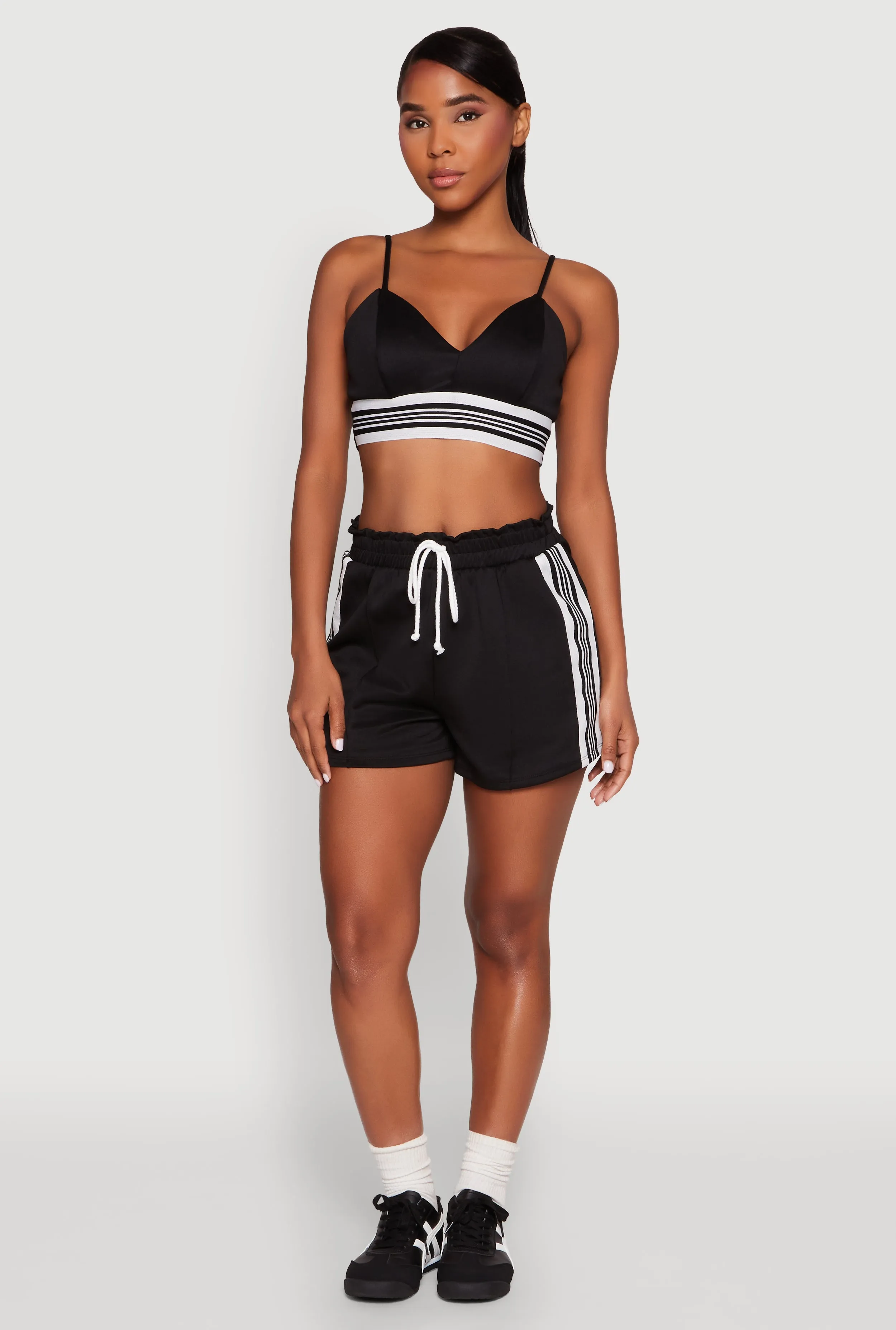 Ripstop Material Convertible Length Contrast Side Stripe Paper Bag Waist Short