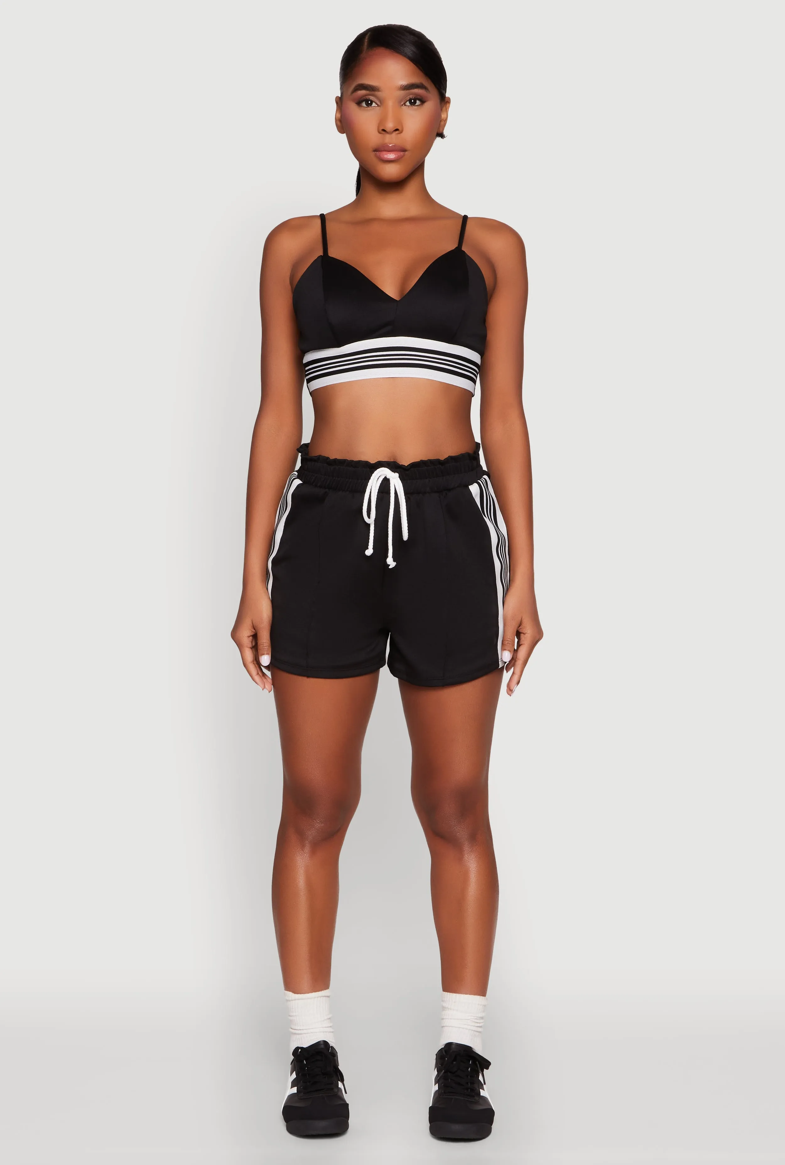 Travel Clothing FlexibleMobility Contrast Side Stripe Paper Bag Waist Short