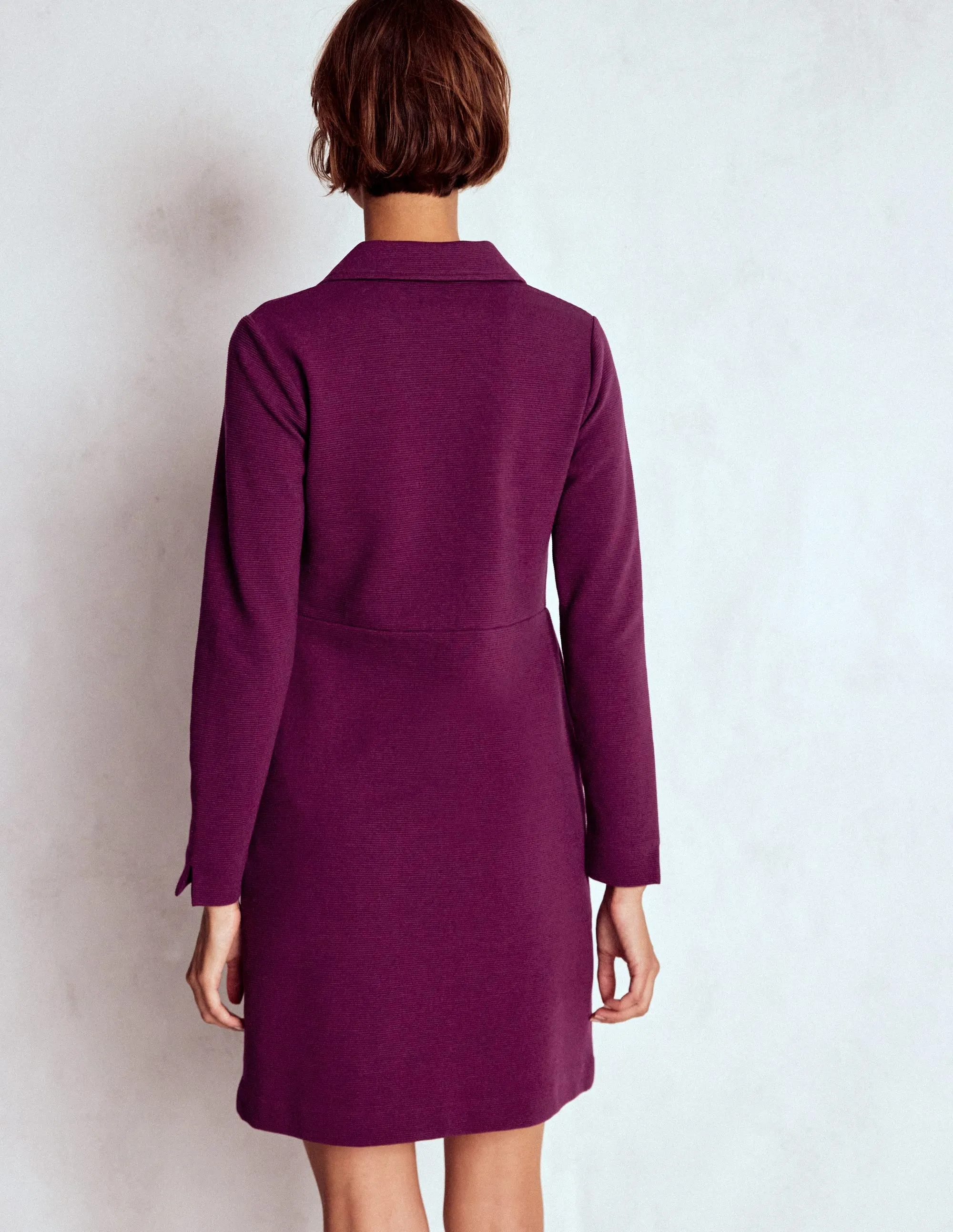 Overlapping Panel Design Soft-touch summer dress Cam Zip-up Ottoman Dress-Plum Jam