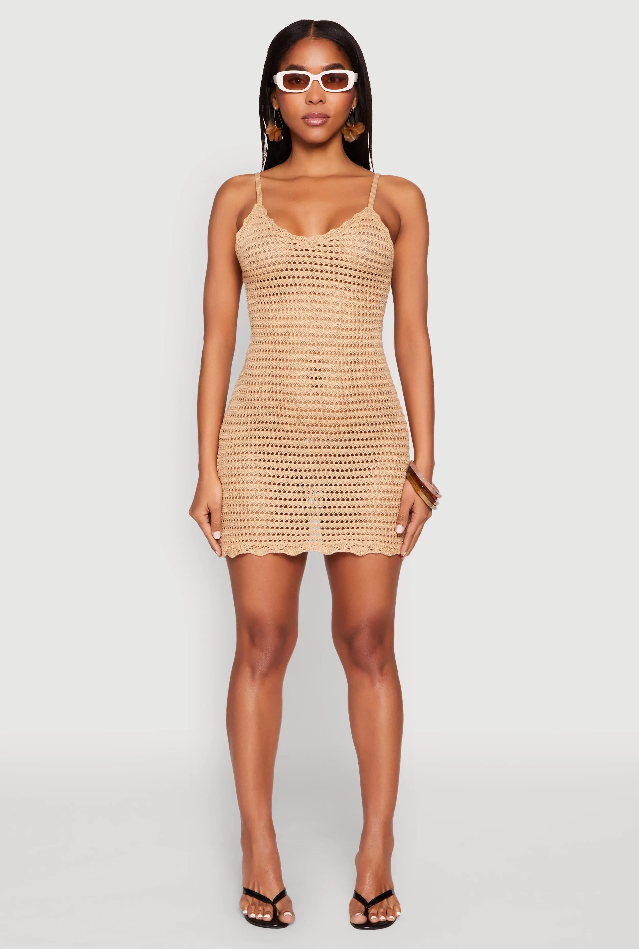 Elegant short formal gown Urban Rush Crochet Scalloped Trim Cami Dress