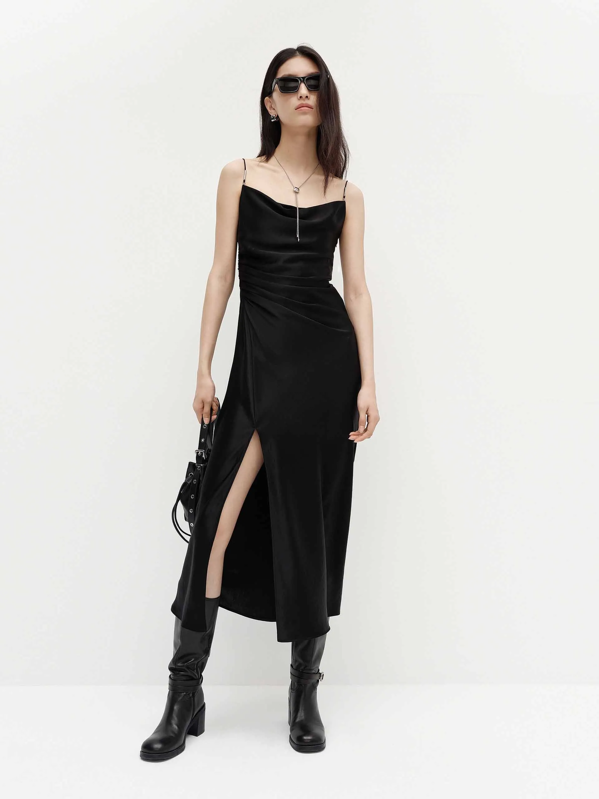 Longline Satin Cami Dress Elegant and timeless look Shine Spot
