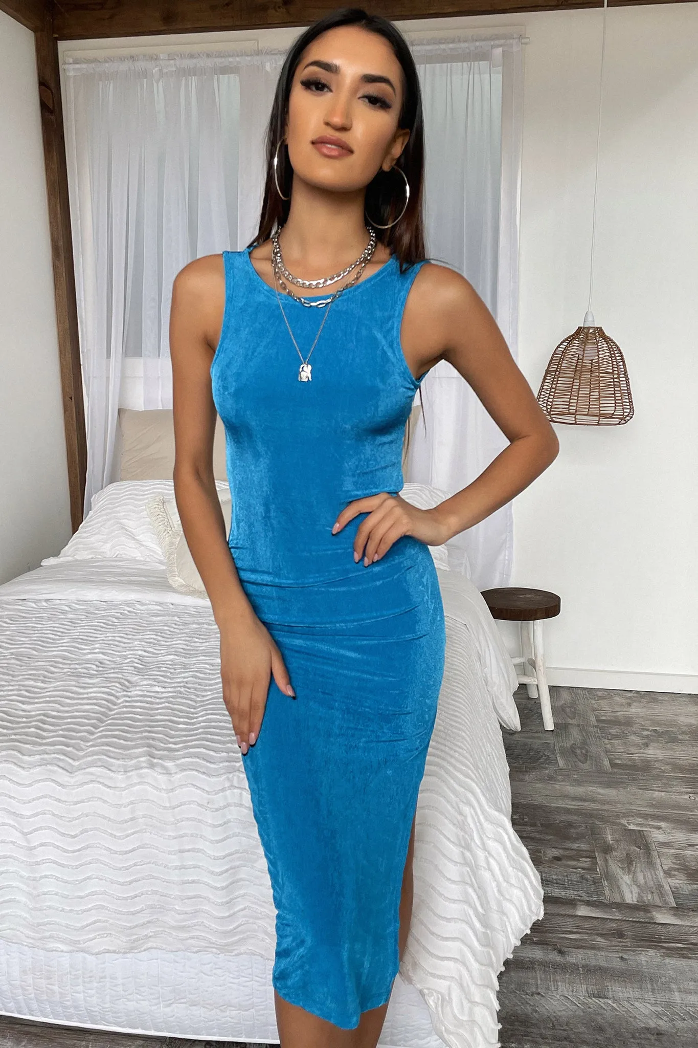 Lexa Midi Dress - Blue Minimalist Girl Fashionable Design