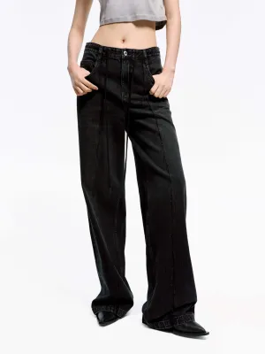 Seams Detail Cotton Jeans Stretch Comfort