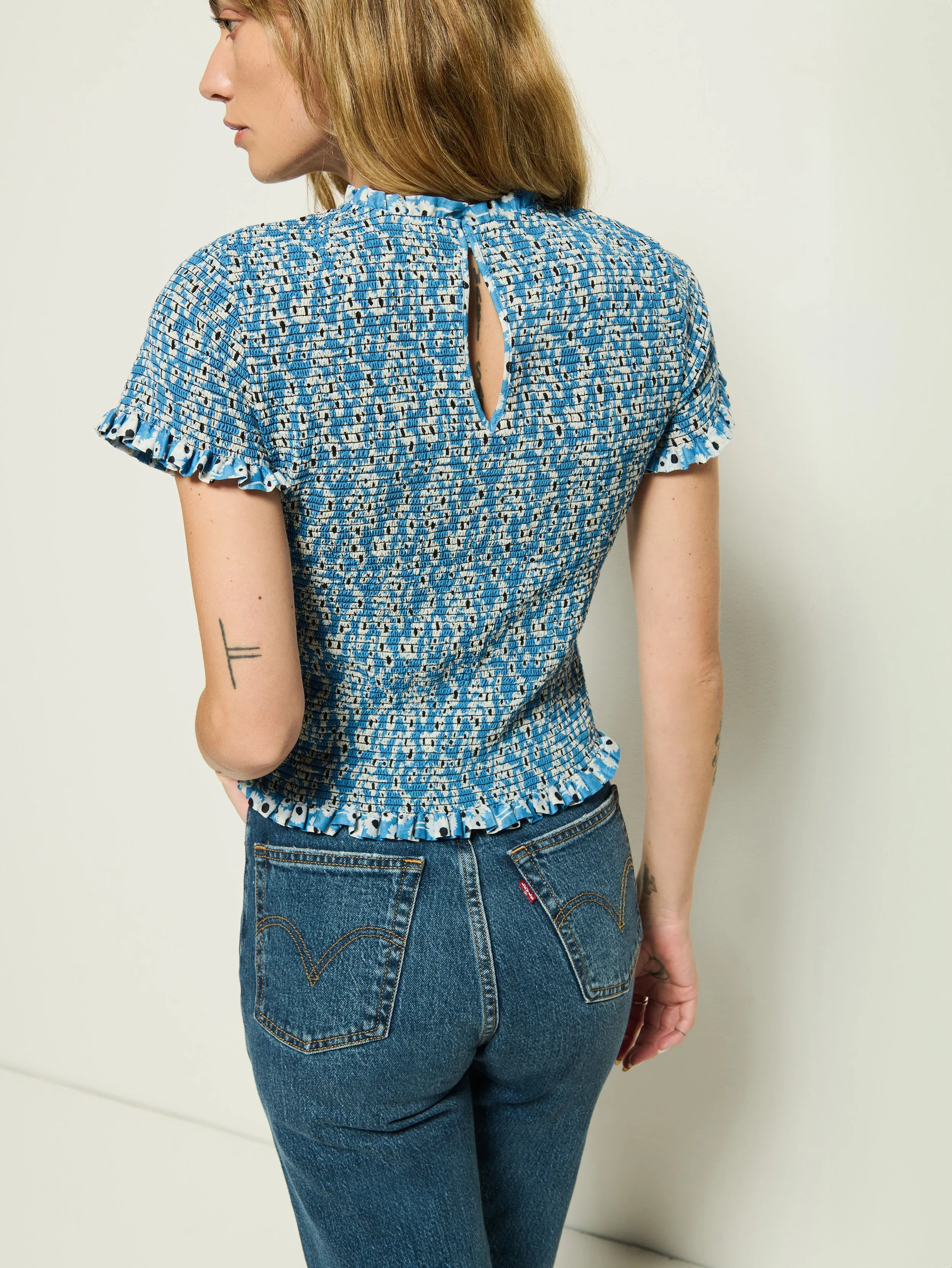 Evie Smocked Top TemperatureRegulating AntiStatic Treatment