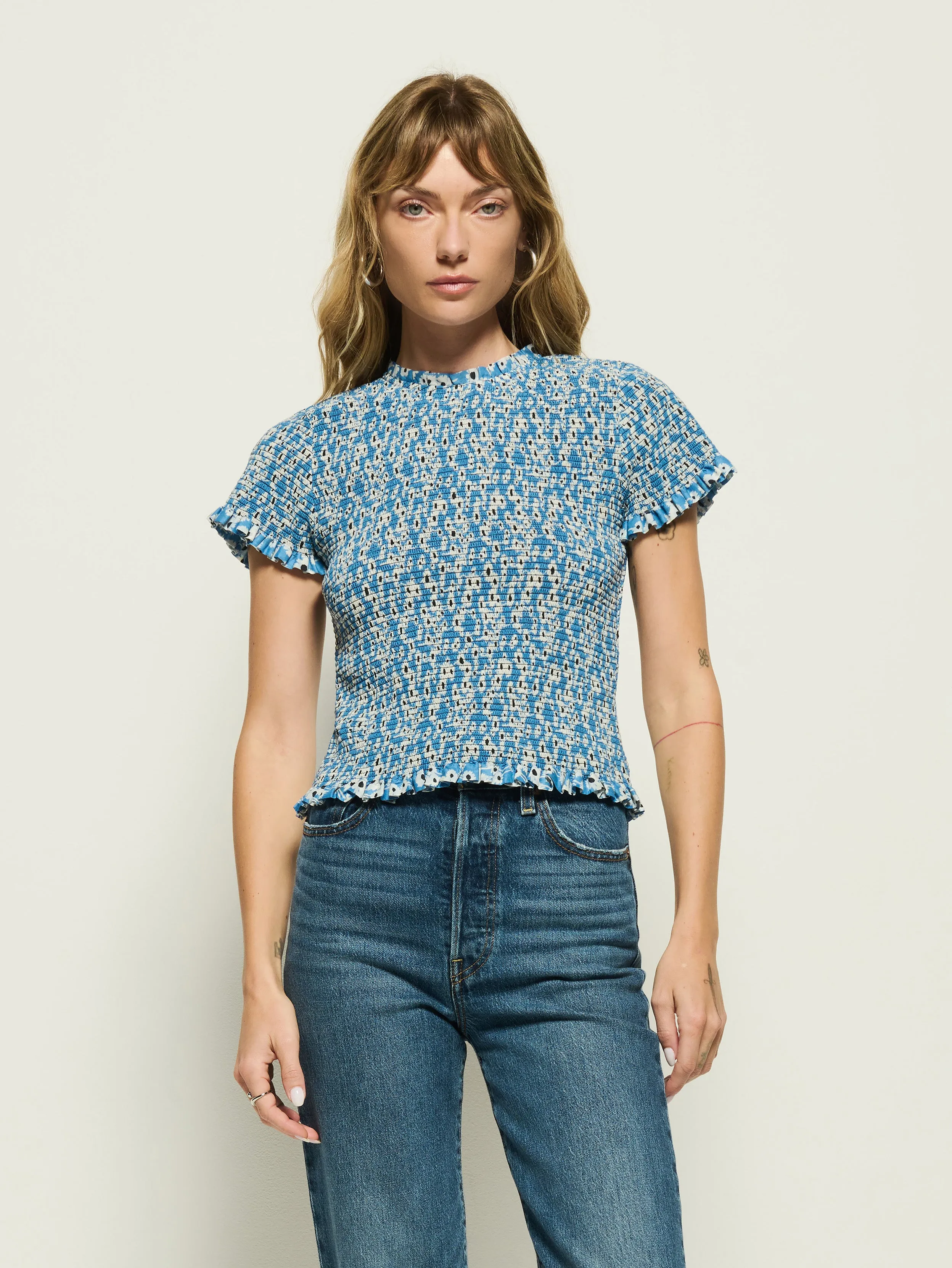 Evie Smocked Top Lightweight Composite TaglessDesign