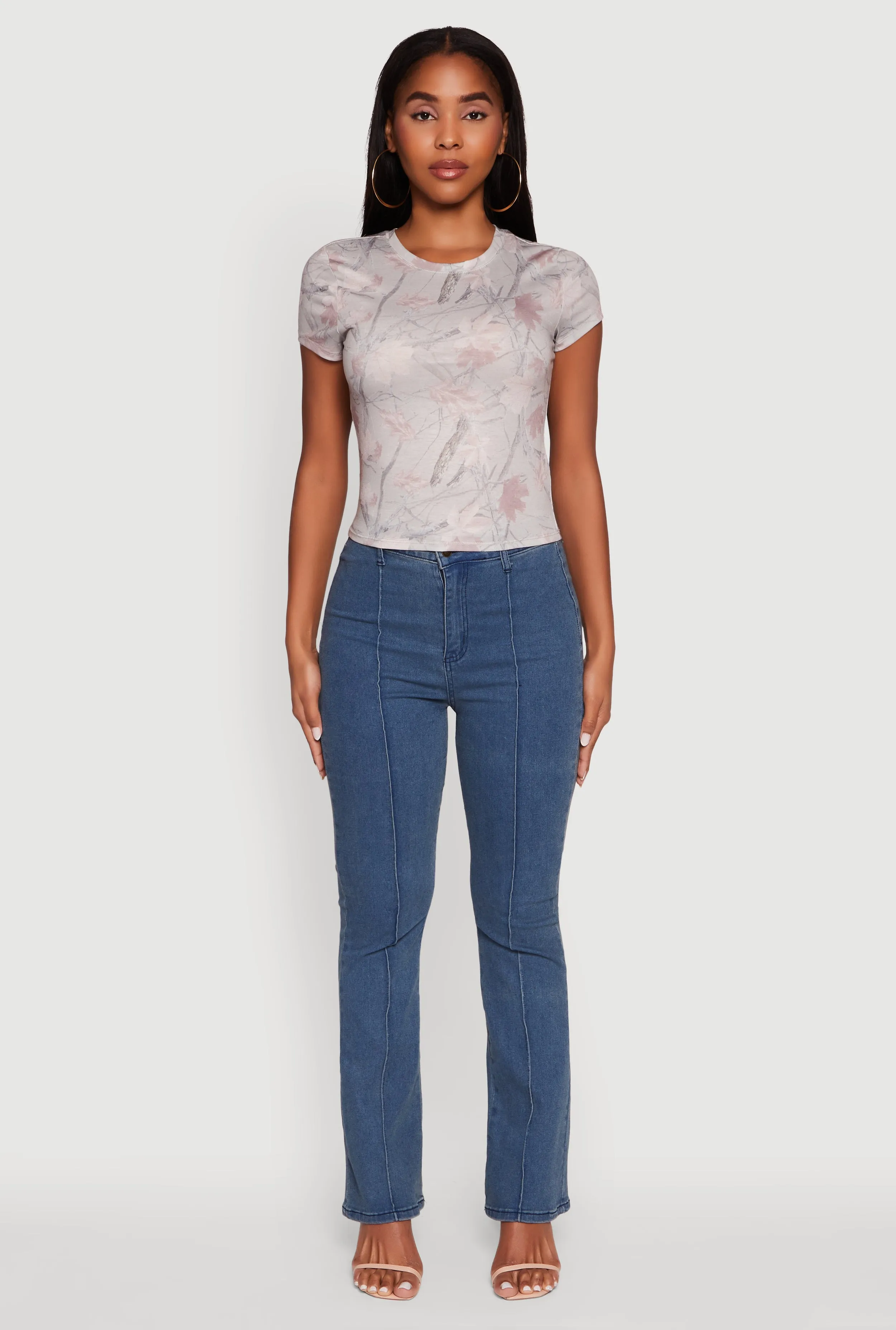 Leaf Print Crew Neck T-Shirt Non-toxic