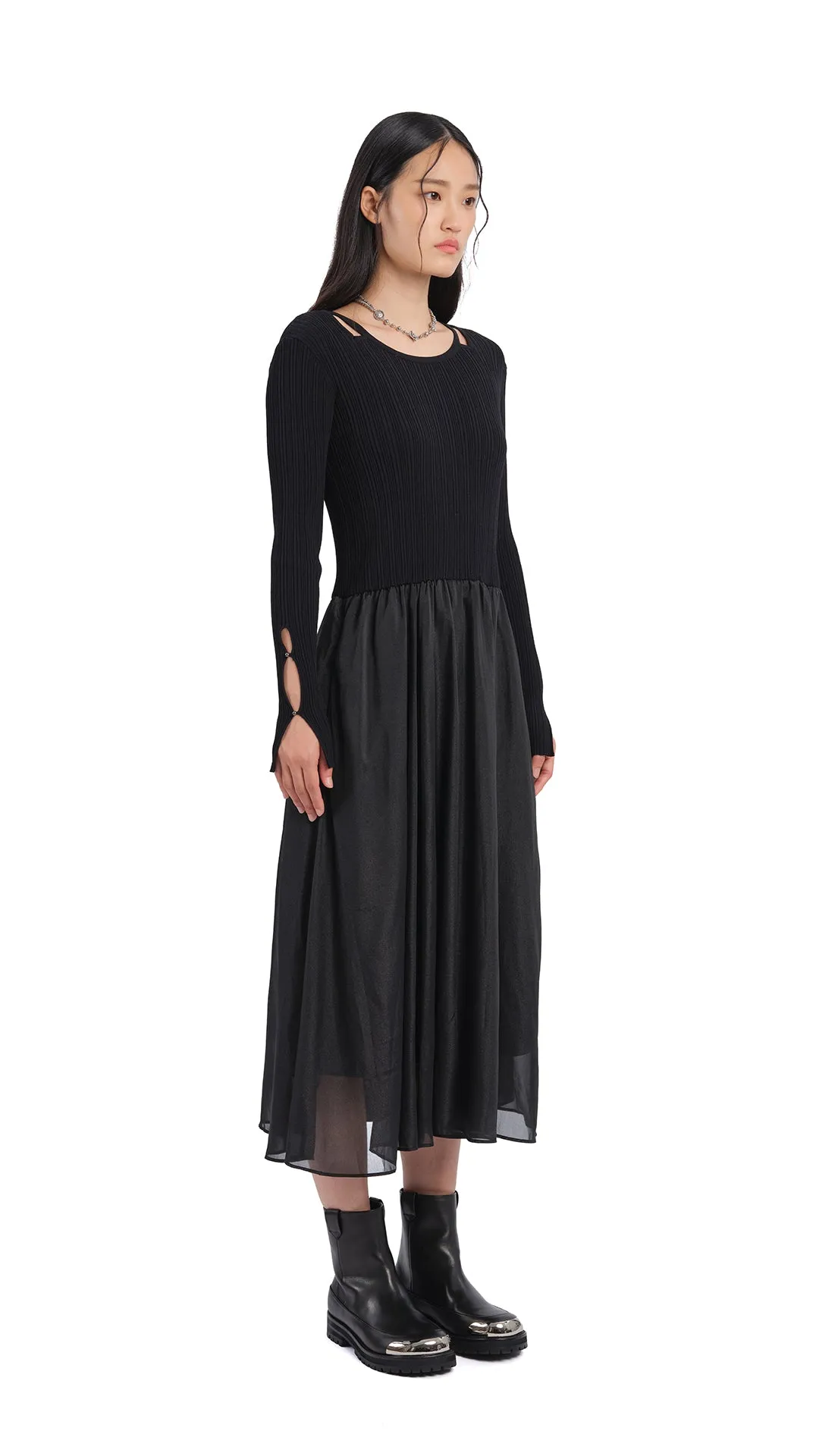 Cut-Out 2 In 1 Knit Dress Parisian Chic