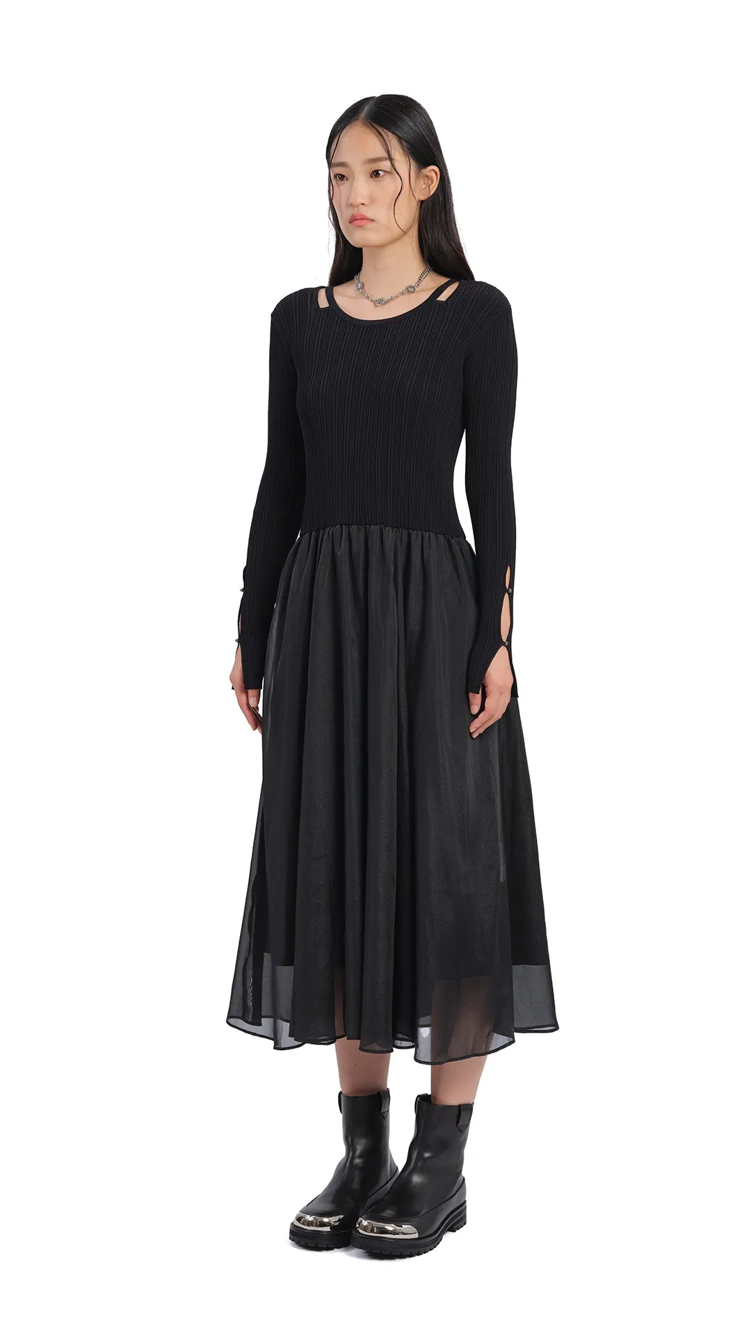 Cut-Out 2 In 1 Knit Dress Mountain Cool