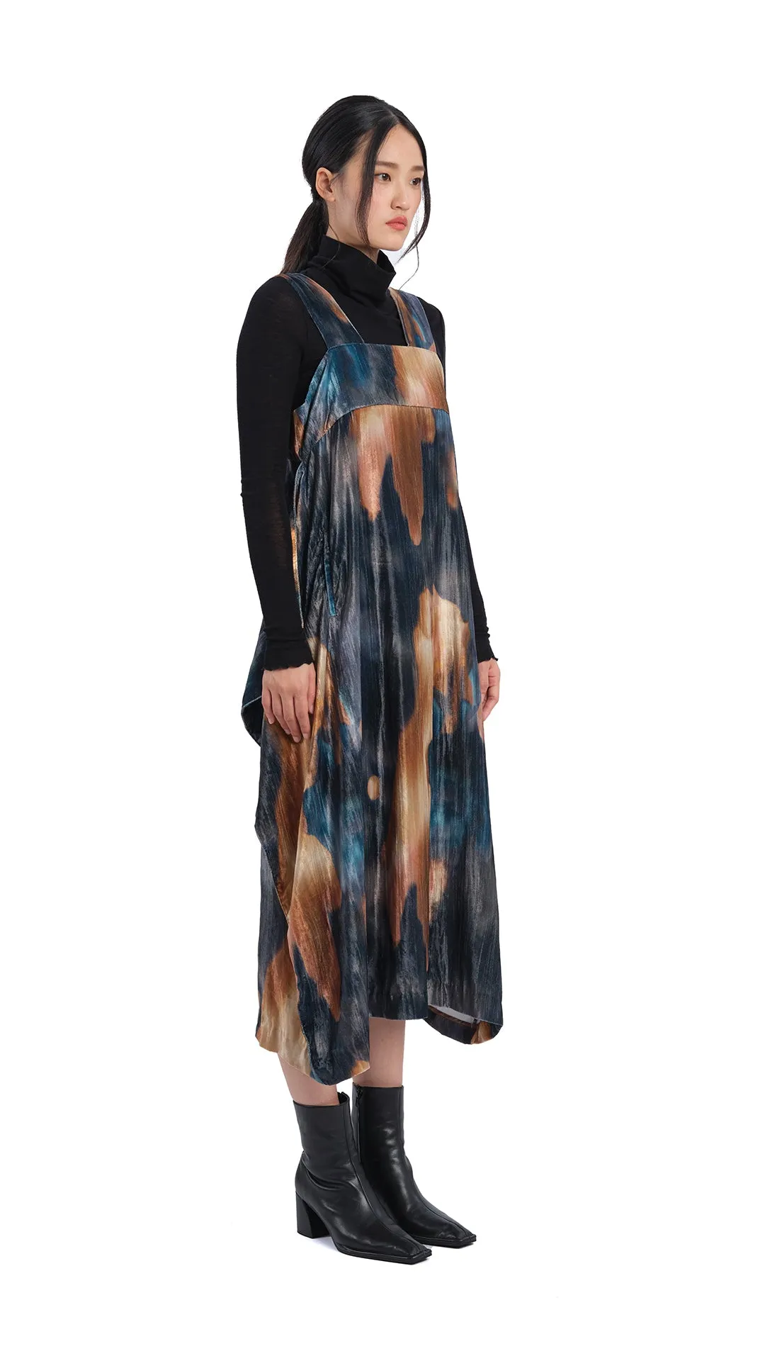 Watercolour Graphic Velour Printed Dress TagFreeDesign Cool Glow
