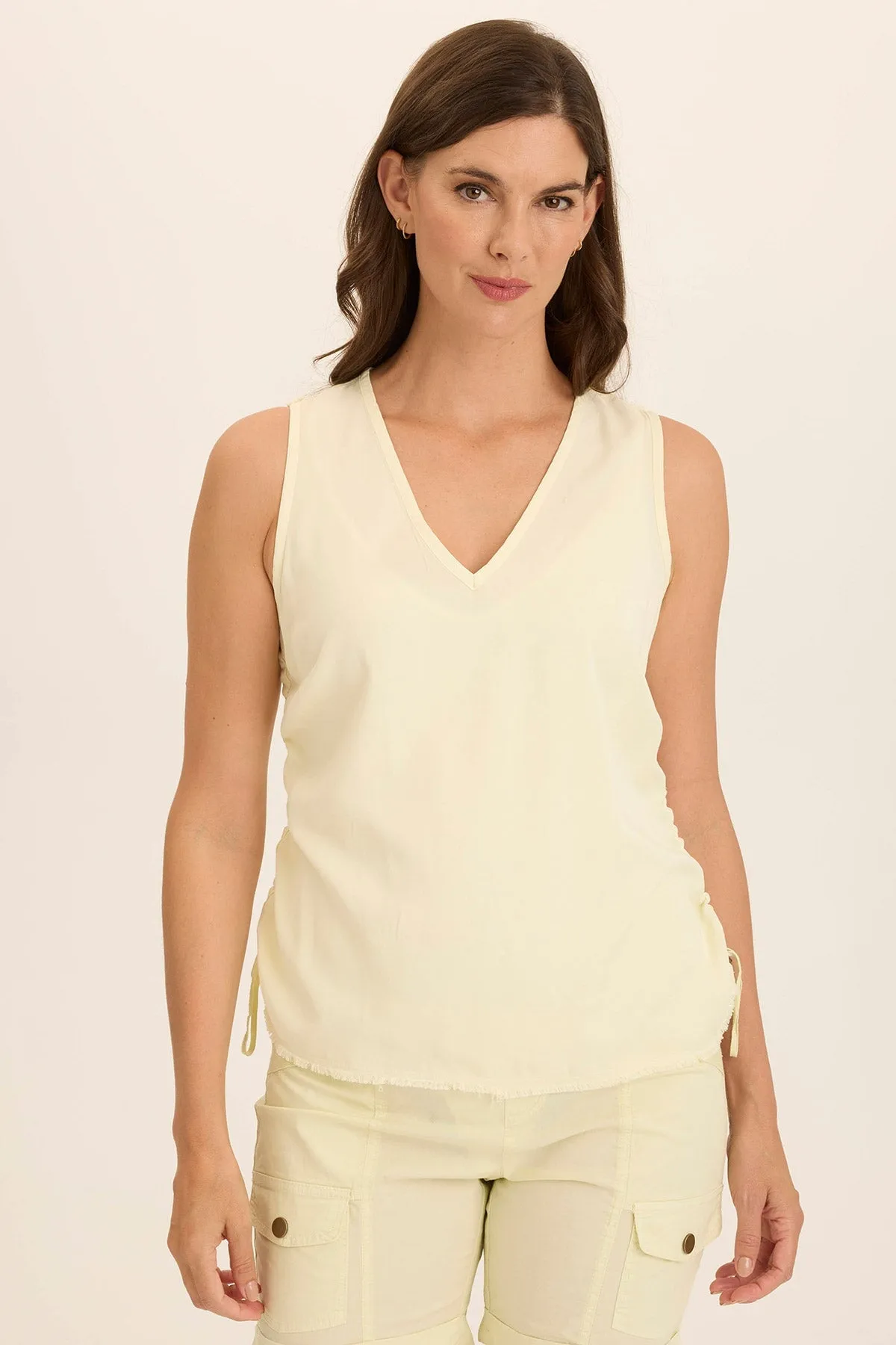 Formal Tone Ileana Cinched Soft Twill V-Neck Tank