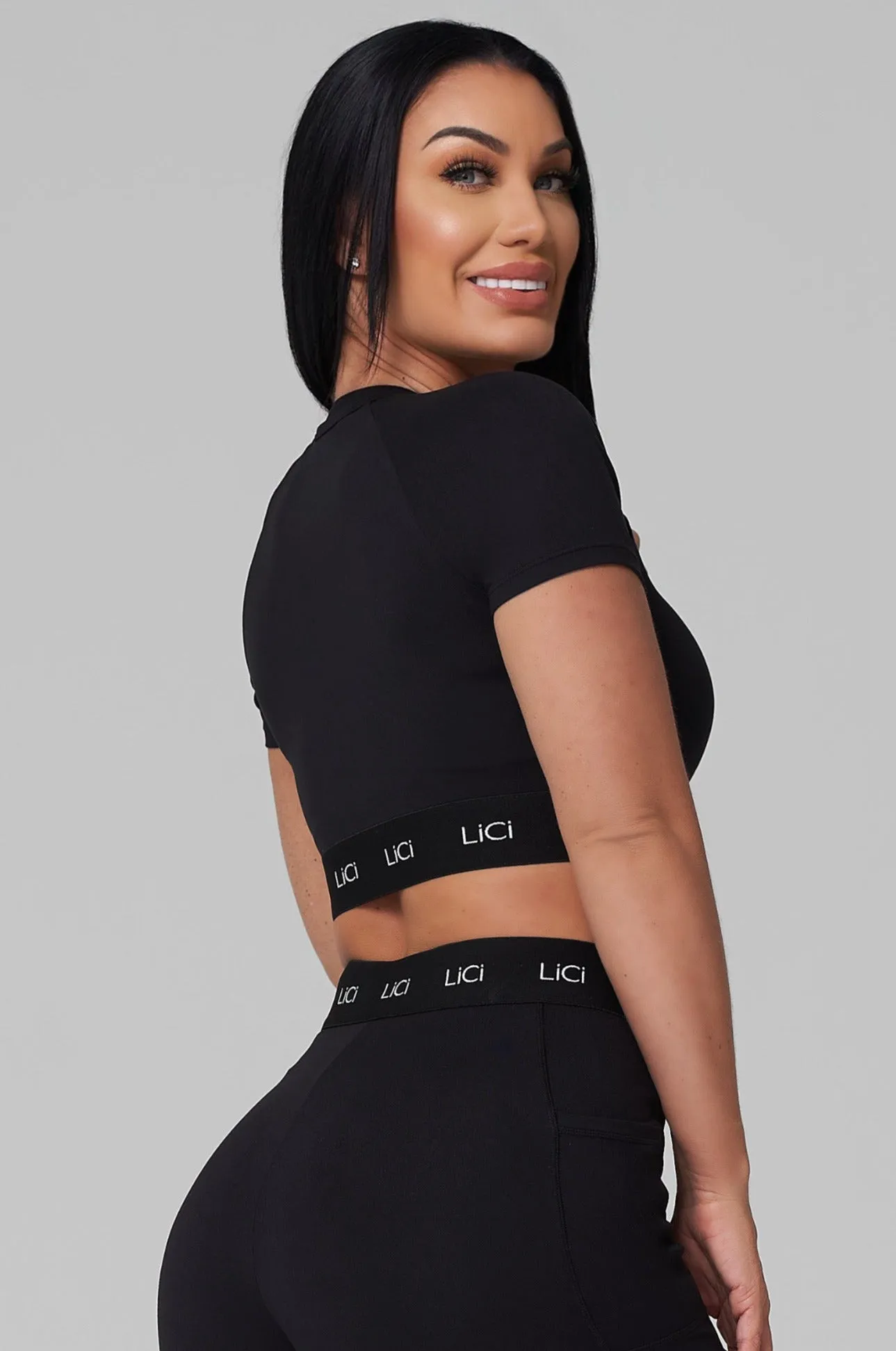 NoSlip Hem Black Cozy Sport T-Shirt Top