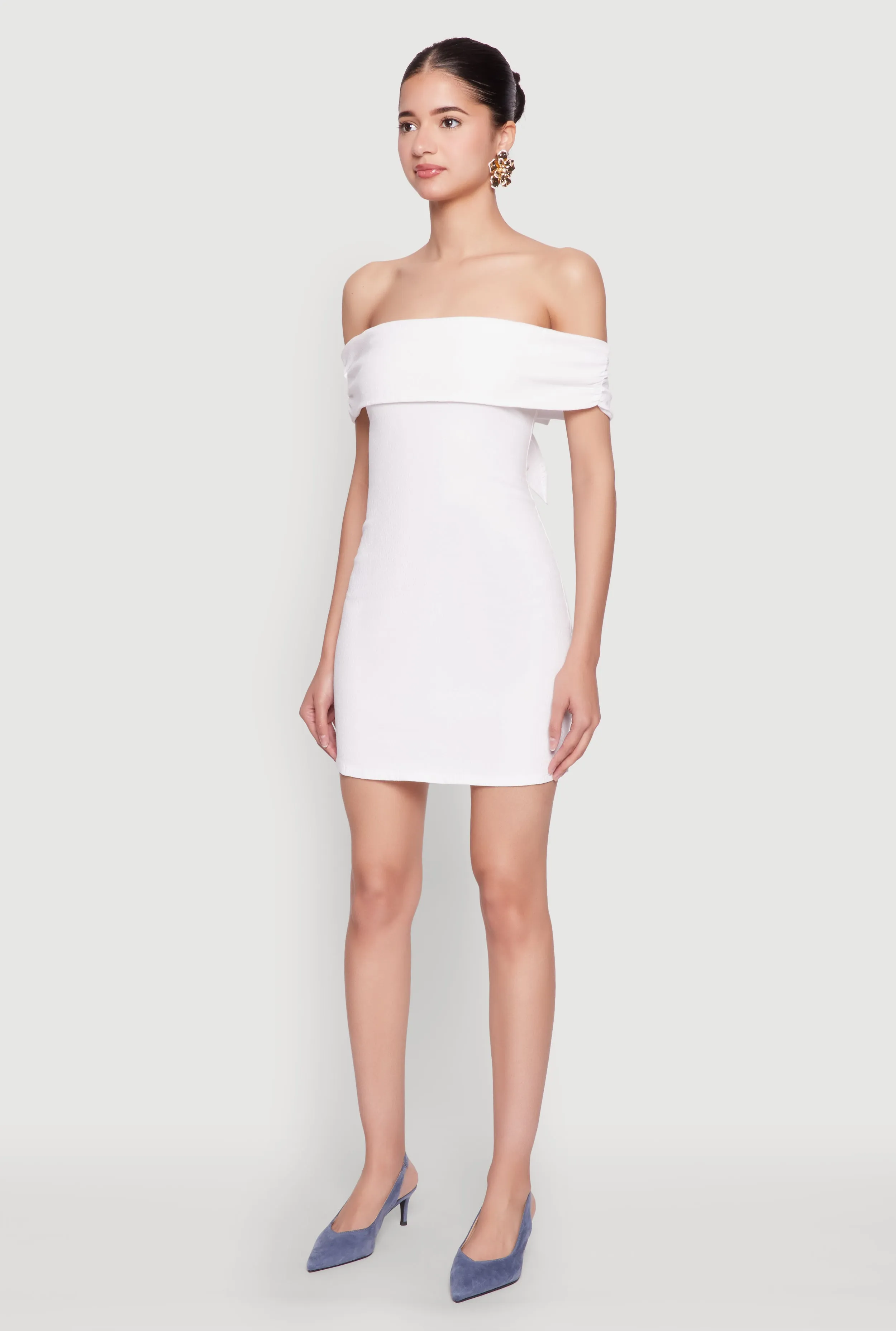 Relaxed Chic fade resistant color Iris Bow Detail Ruched Overlay Dress