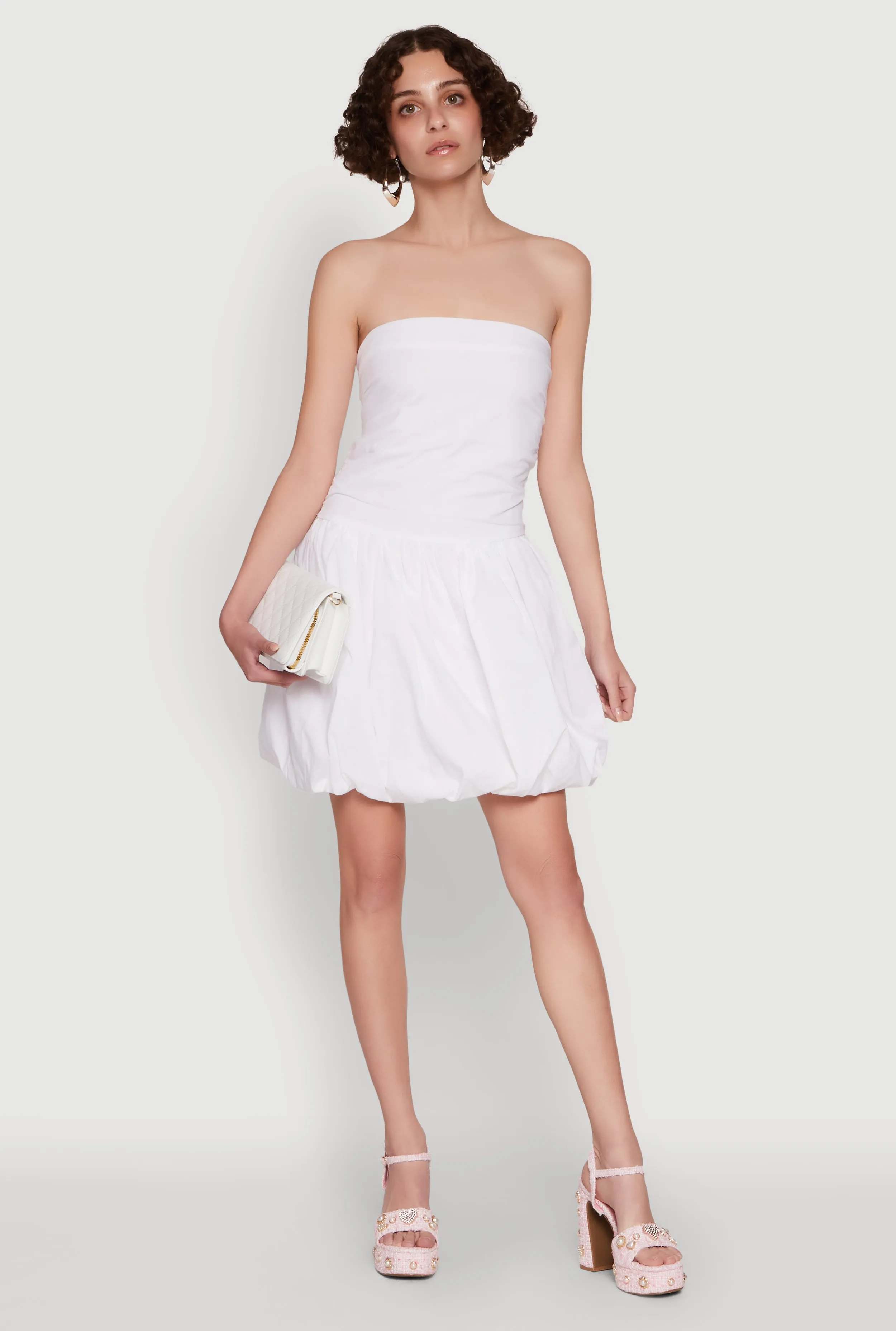 Trend fresh City Star Chic Strapless Poplin Dress with Bubble Hem and Tie Back