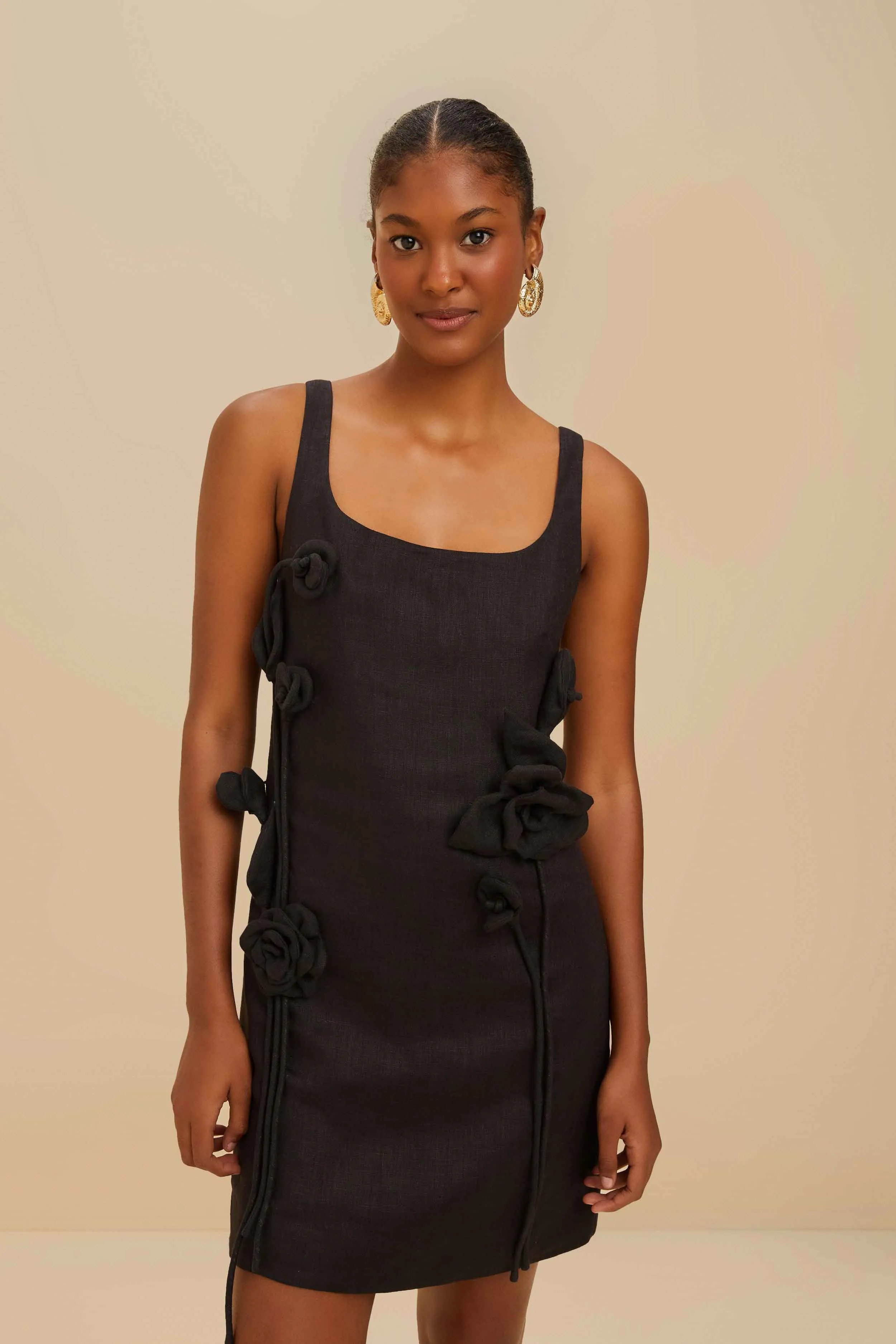 Sexy yet elegant mini Look Loud Black Sleeveless Euroflax? Premium Linen Mini Dress