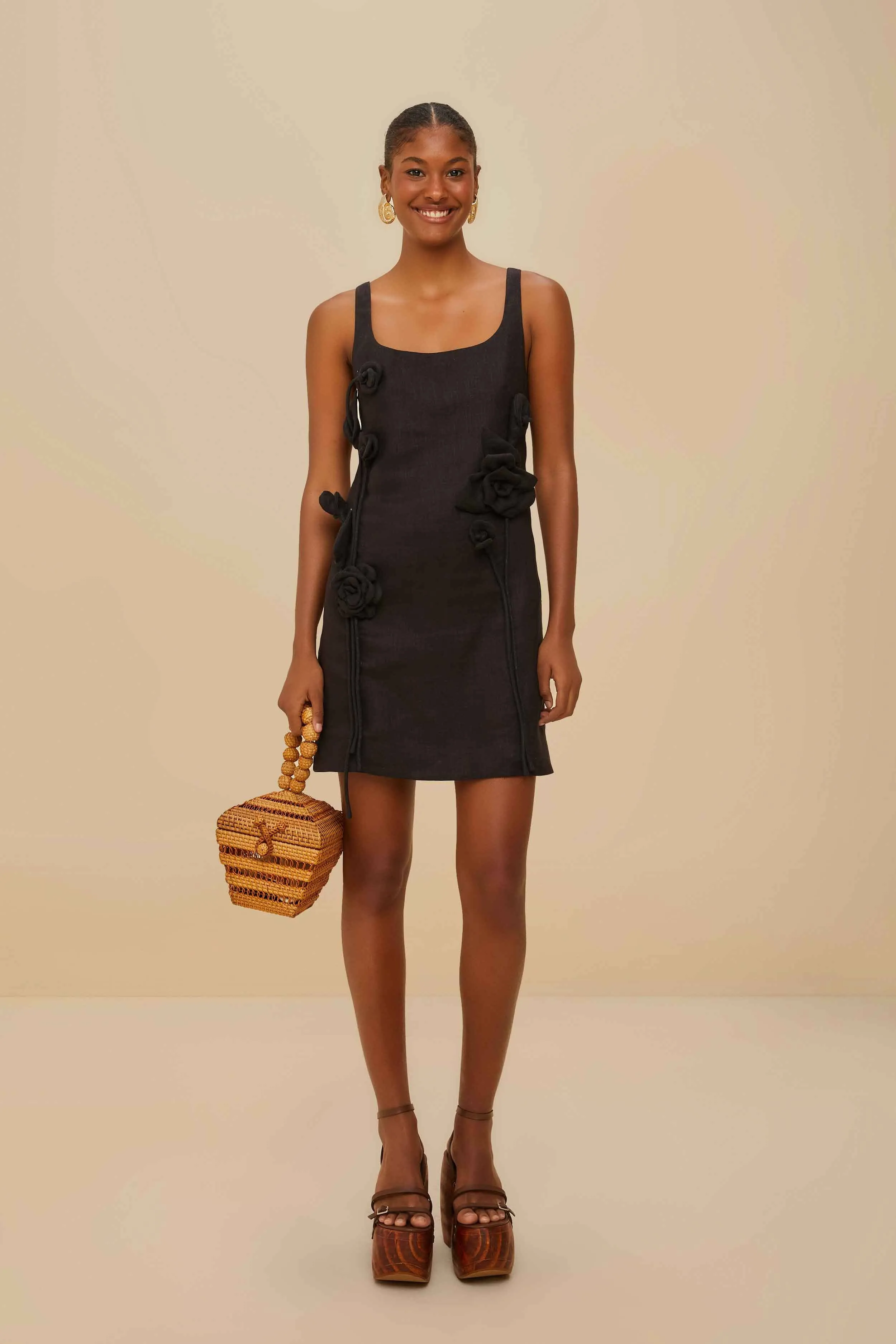Black Sleeveless Euroflax? Premium Linen Mini Dress Fun Glam