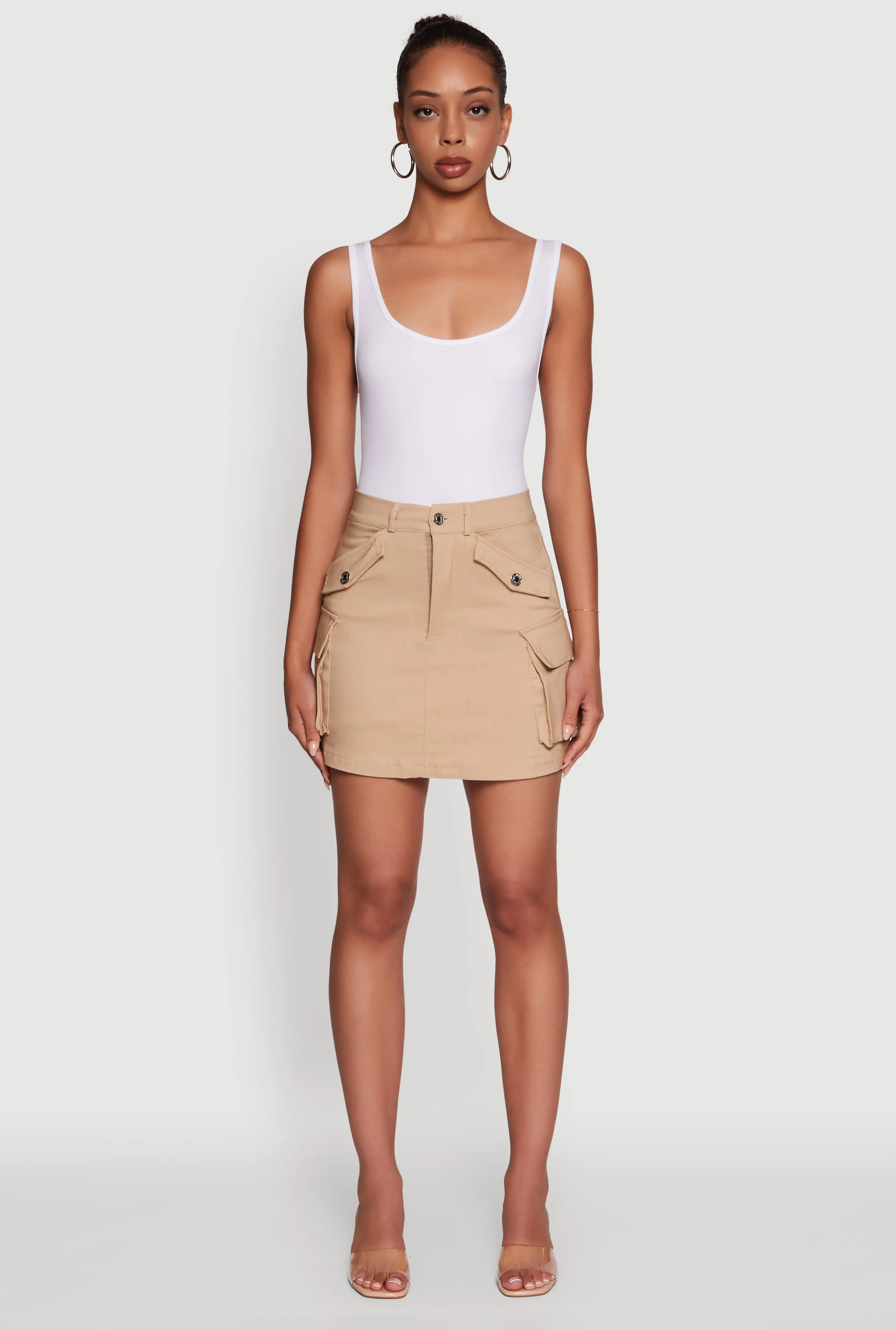 Comfy Look Trendy Flap Detail Cargo Pocket Skirt