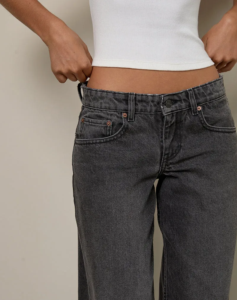 Low Rise Parallel Jeans in Washed Black Grey AI Style Legend Fit