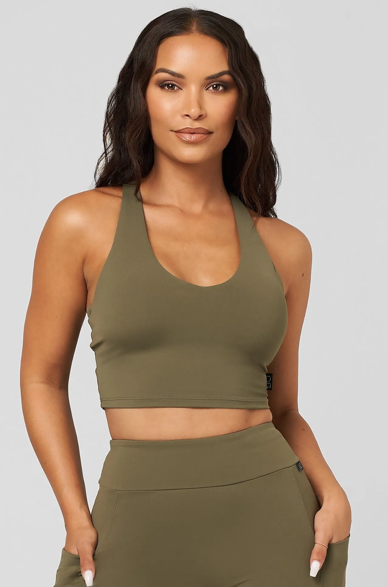 Sage Built-In V-Tank Crop Top Harbor Style Champion Glow