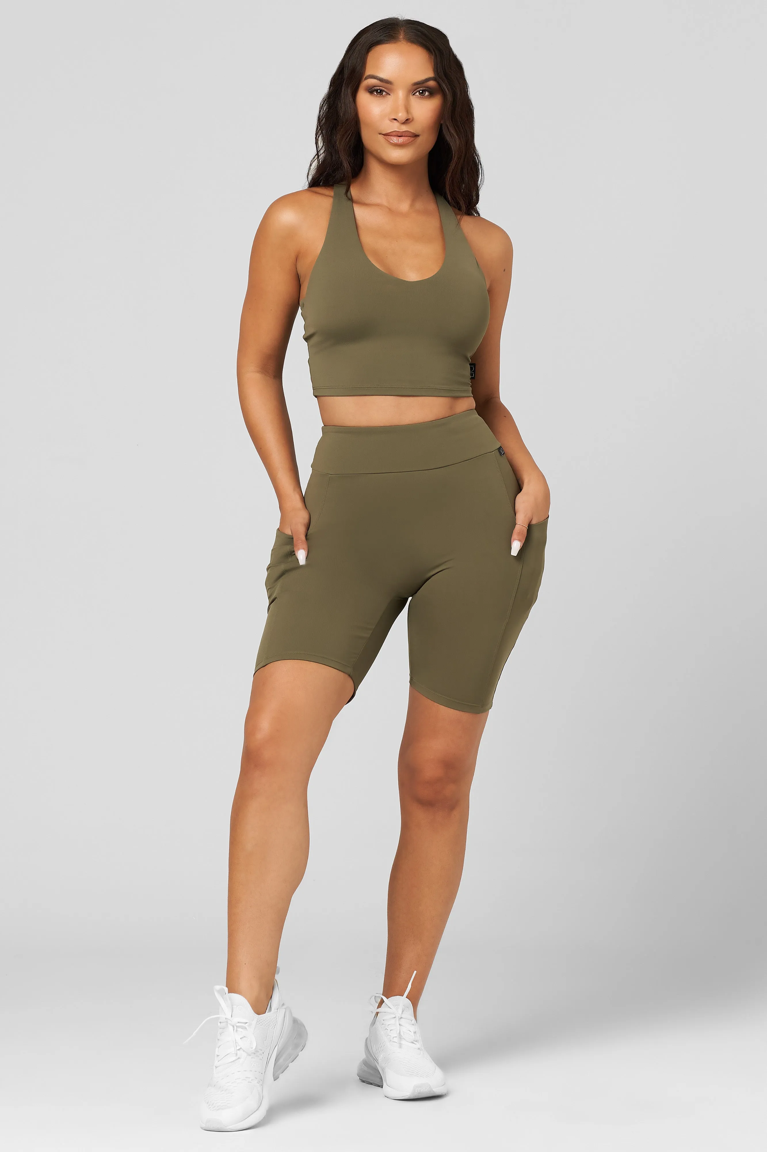 Shoot Mood Self Love Sage Built-In V-Tank Crop Top