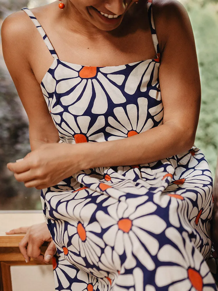 Sofia Midi Dress - Navy Floral Smooth Line