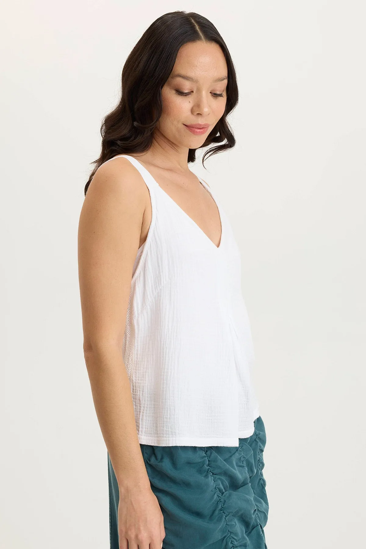Hedley Gauze/Jersey Box Pleat Tank EcoFriendlyDye