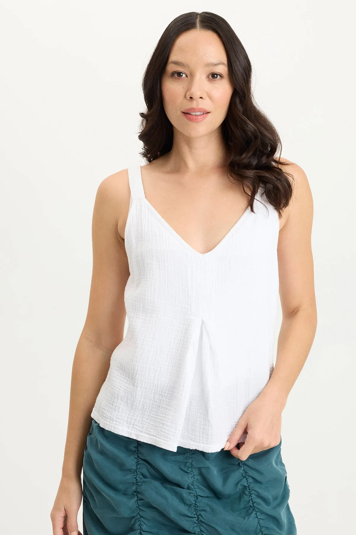 Hedley Gauze/Jersey Box Pleat Tank EcoDye Process