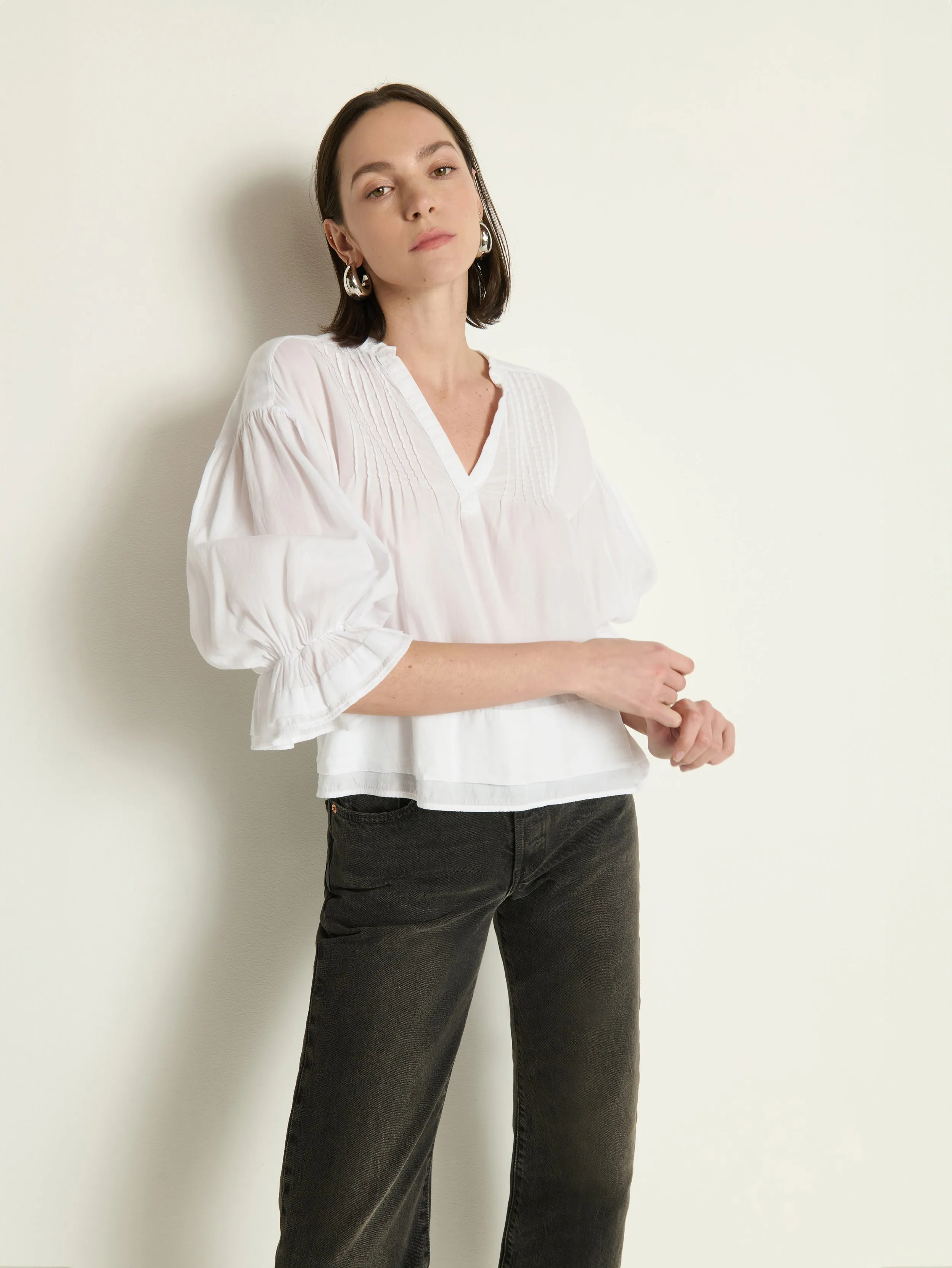 Reflective accents Scarlet Pintuck Top