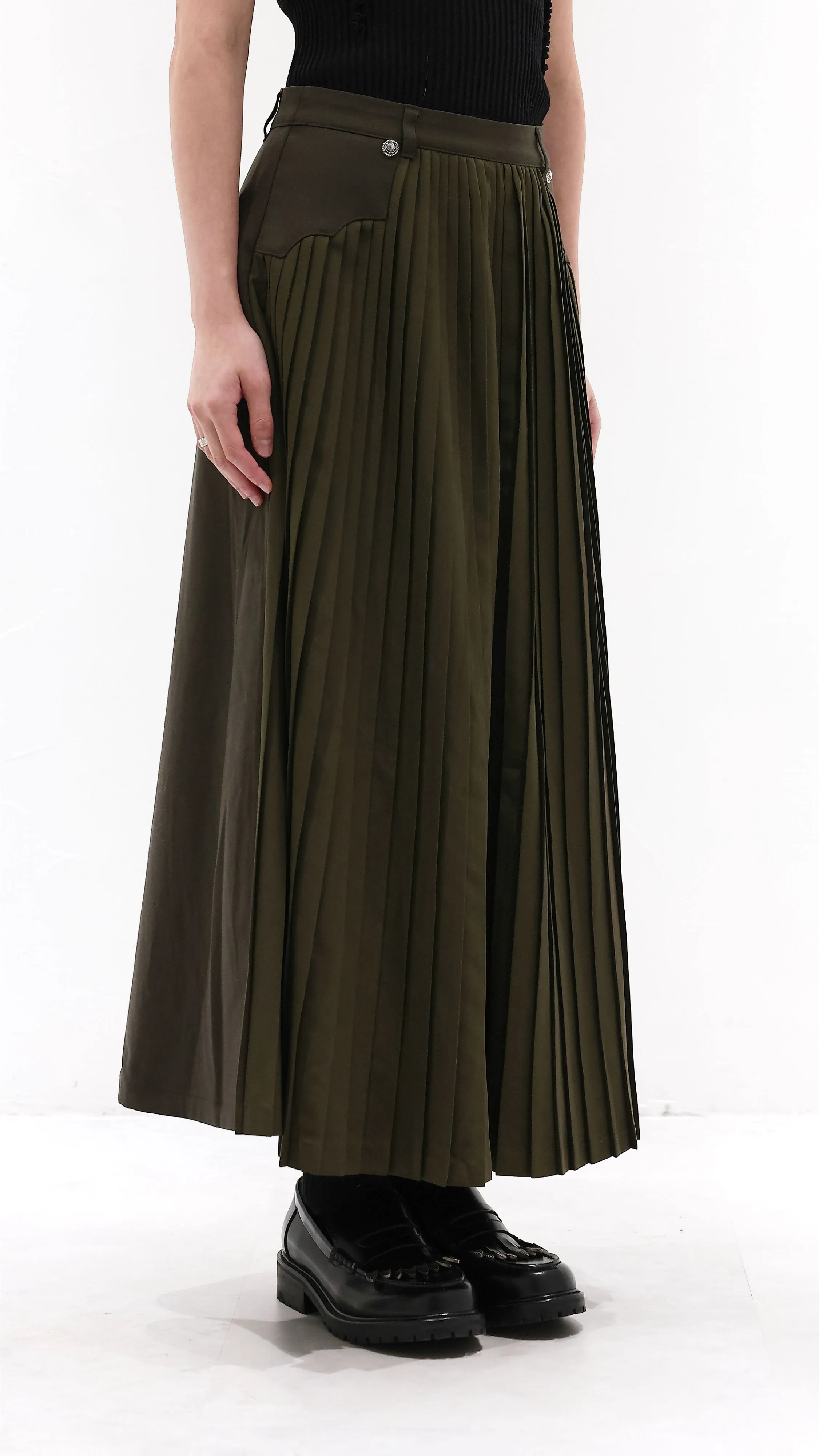 Front Pleated Flare Skirt Elevated Casual Wardrobe Basics