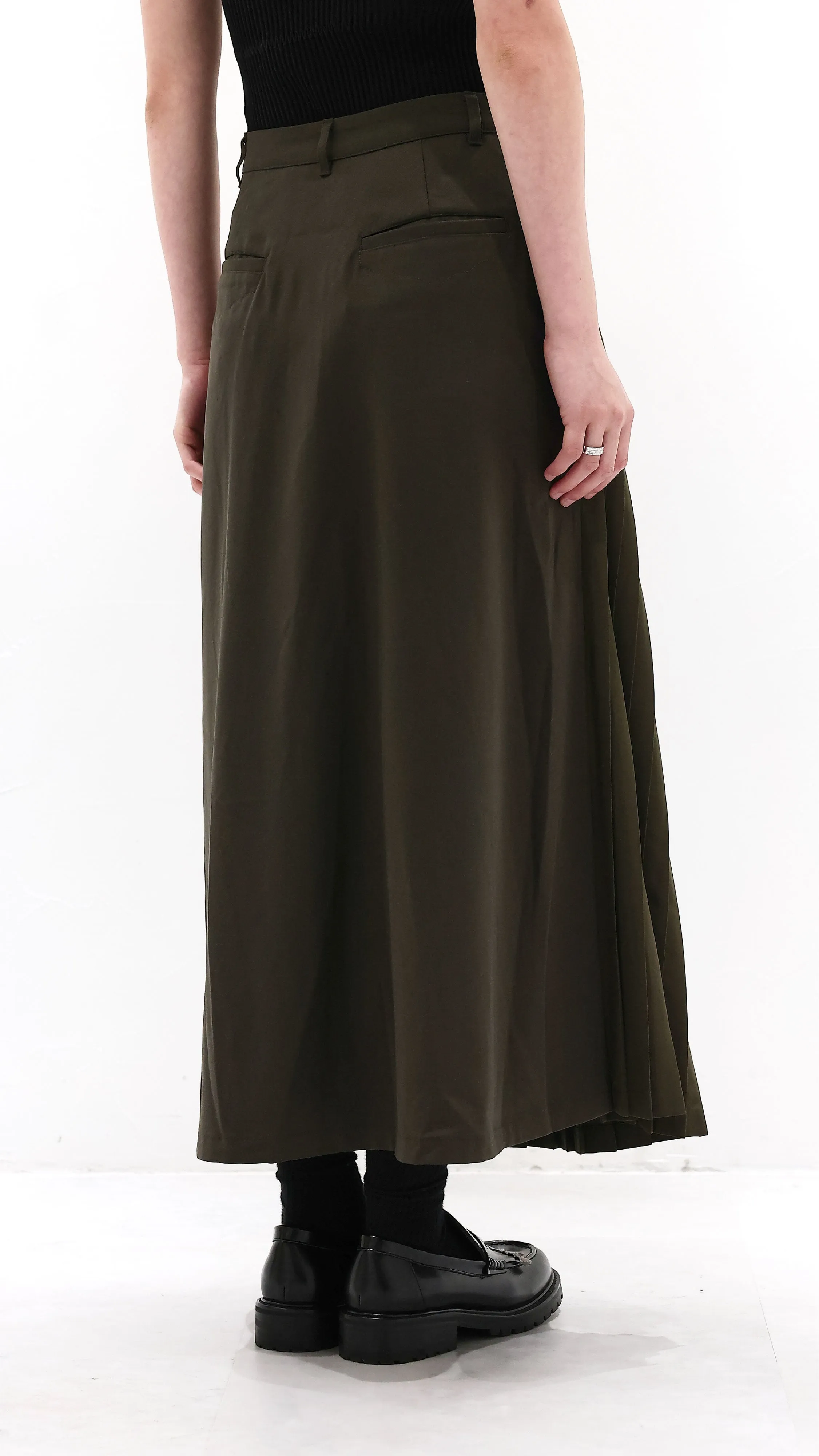 Seasonal Layering Travel Vibes Front Pleated Flare Skirt