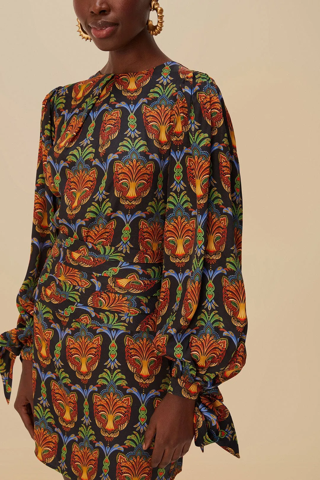 Black Boho Panther LENZING? ECOVERO? Viscose Mini Dress Shift Style Fashion Glow