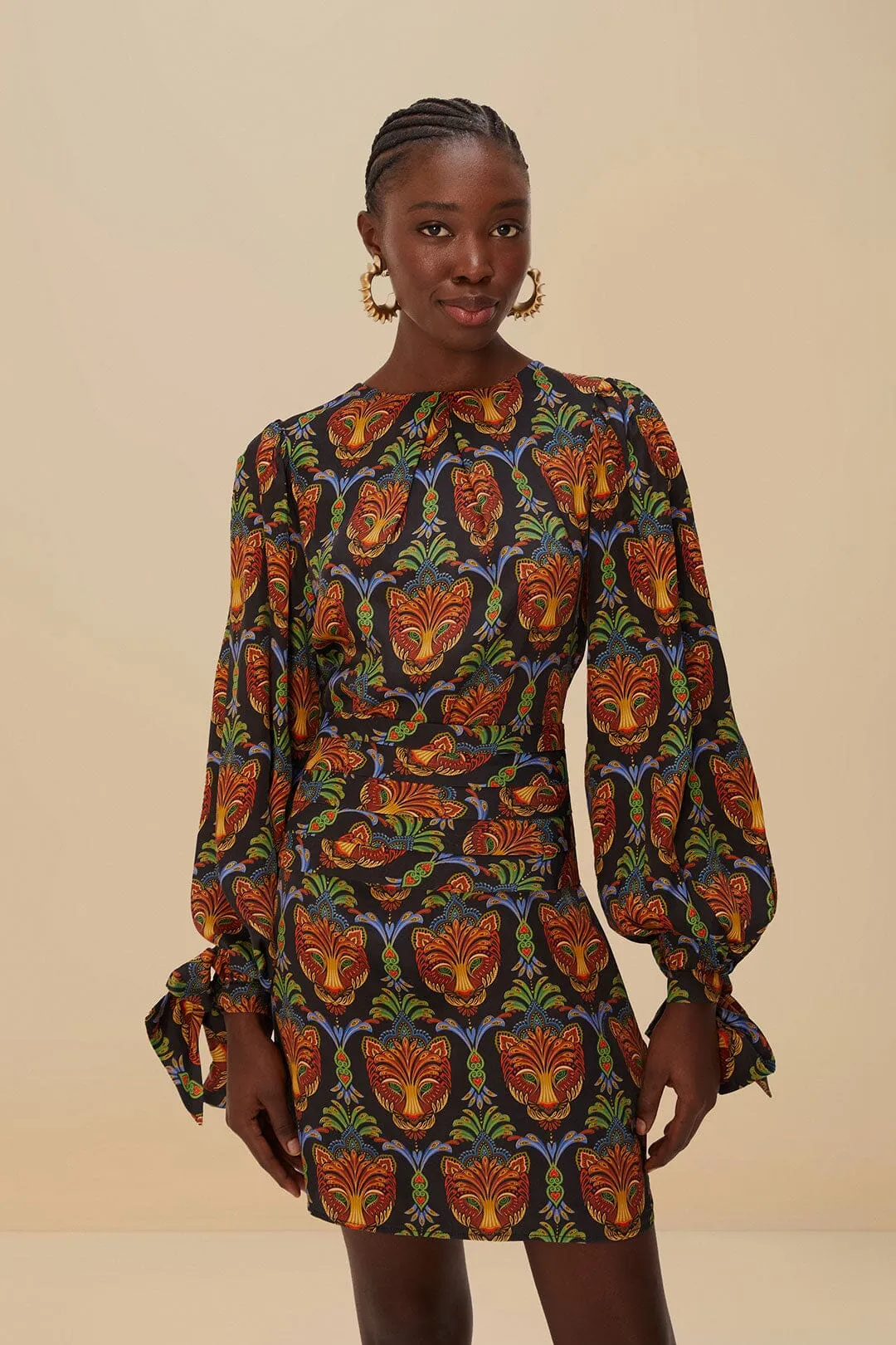 Star Beat Lightweight Weave Black Boho Panther LENZING? ECOVERO? Viscose Mini Dress