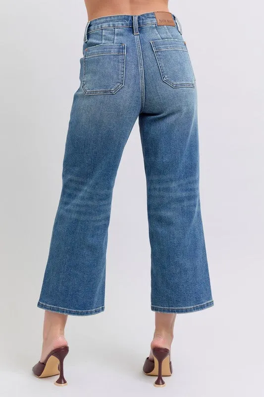 Judy Blue Utility Cropped Wide Leg Jean Neat Edge