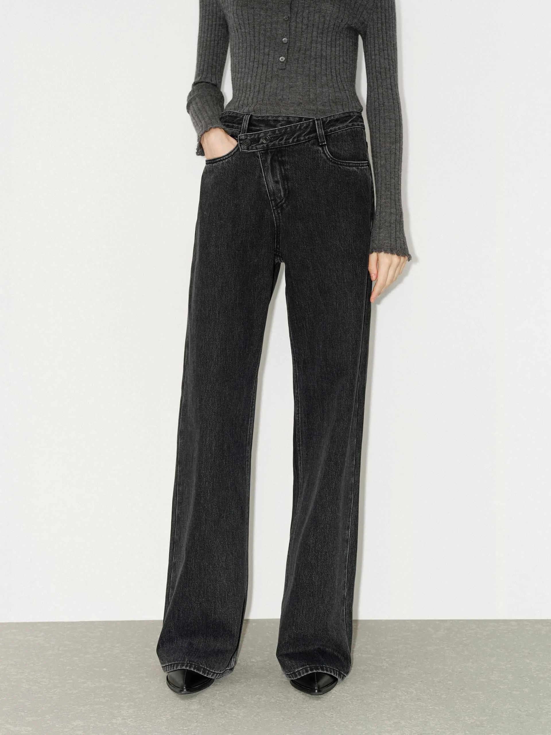 Asymmetric Straight Jeans Recycled Fiber Content