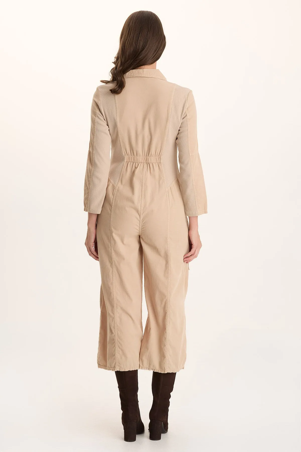 Kaisa Corduroy Long-Sleeve Cargo Jumpsuit AntiBacterialTextile Princess Glow