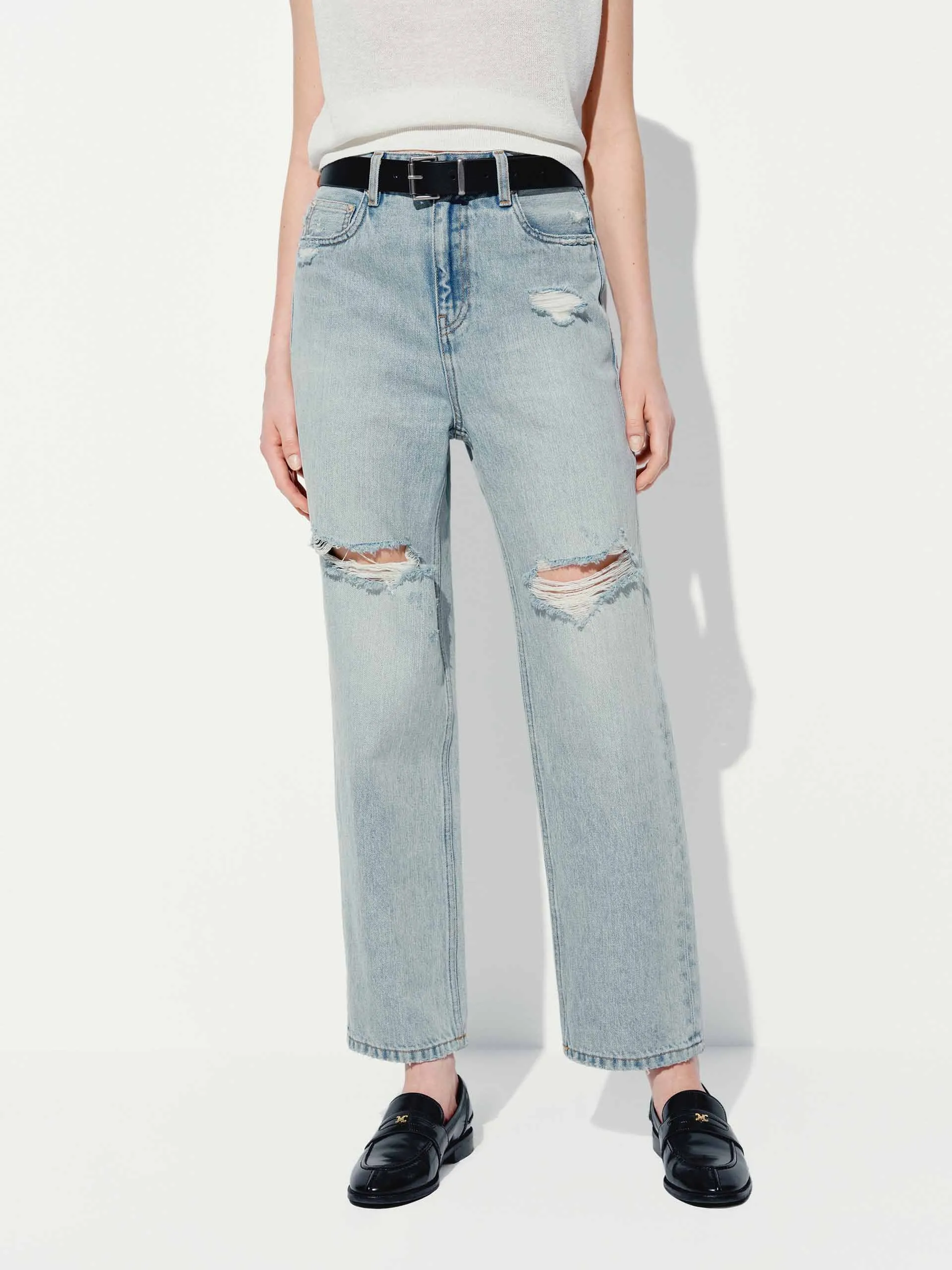 Wear It All Straight Leg Destroyed Jeans