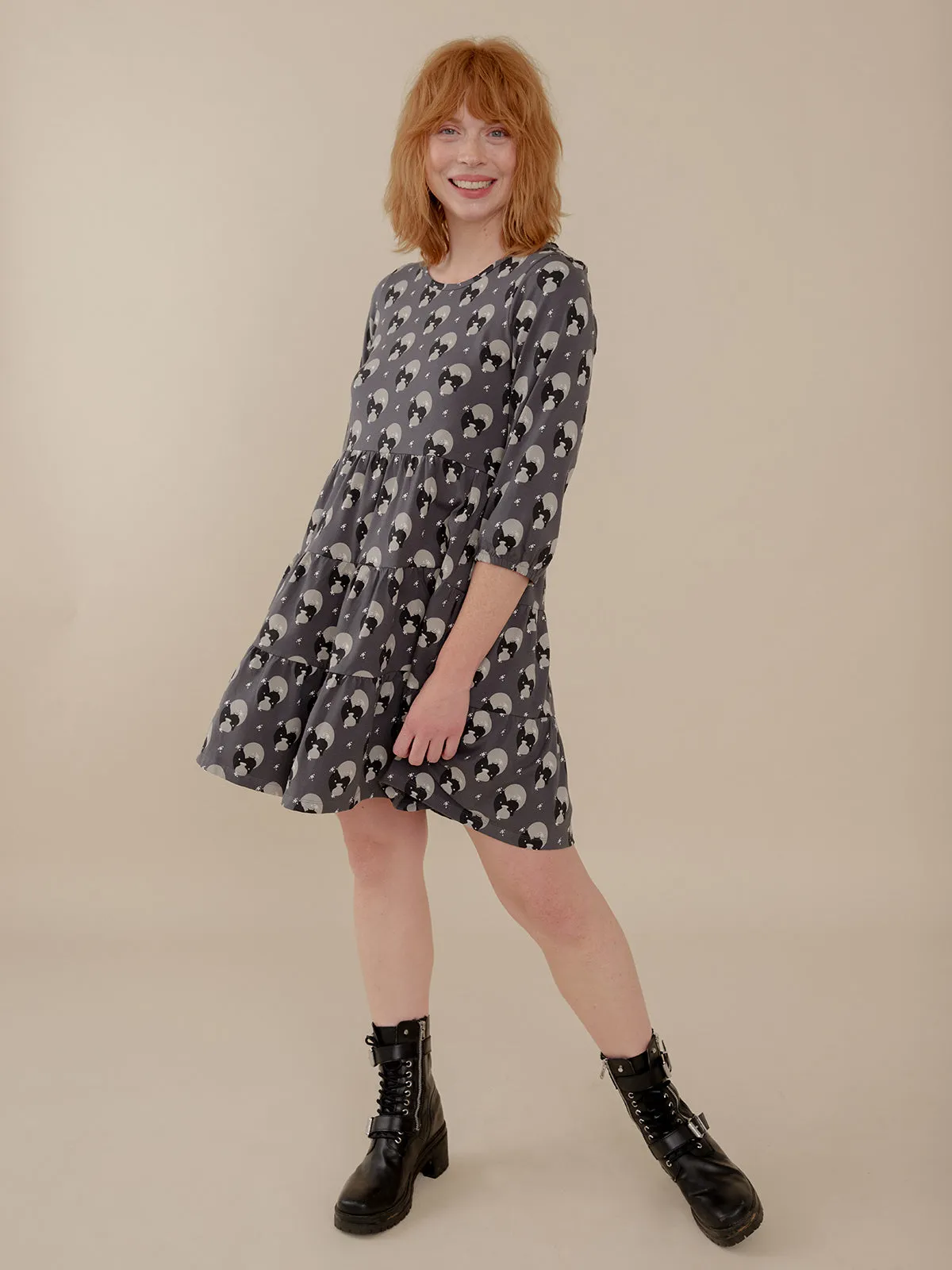 Bellini Long Sleeve Dress - Vase Cluster Graphite Street Light