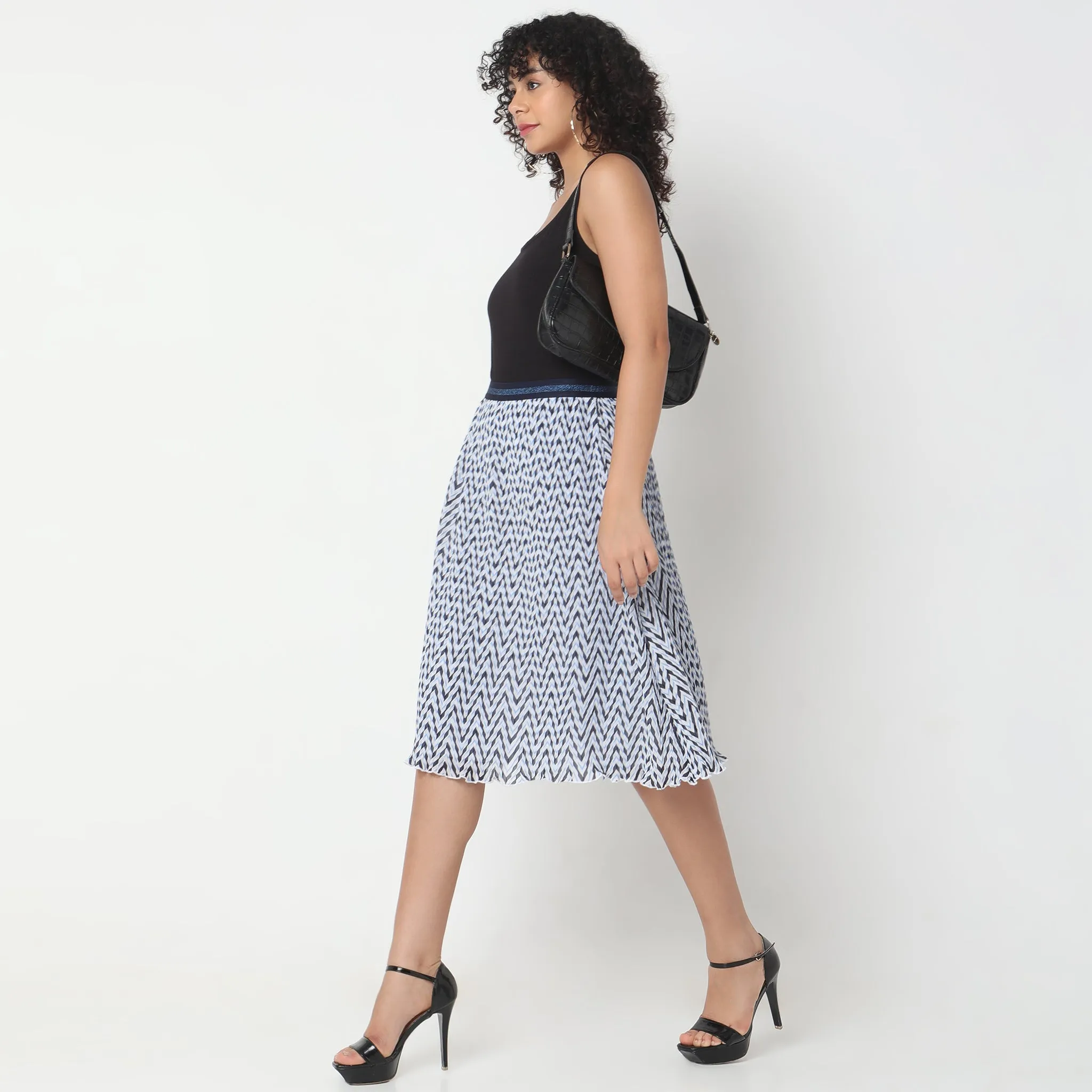 Brave Mode LayeredConstruction Regular Fit Printed Mid Rise Skirt