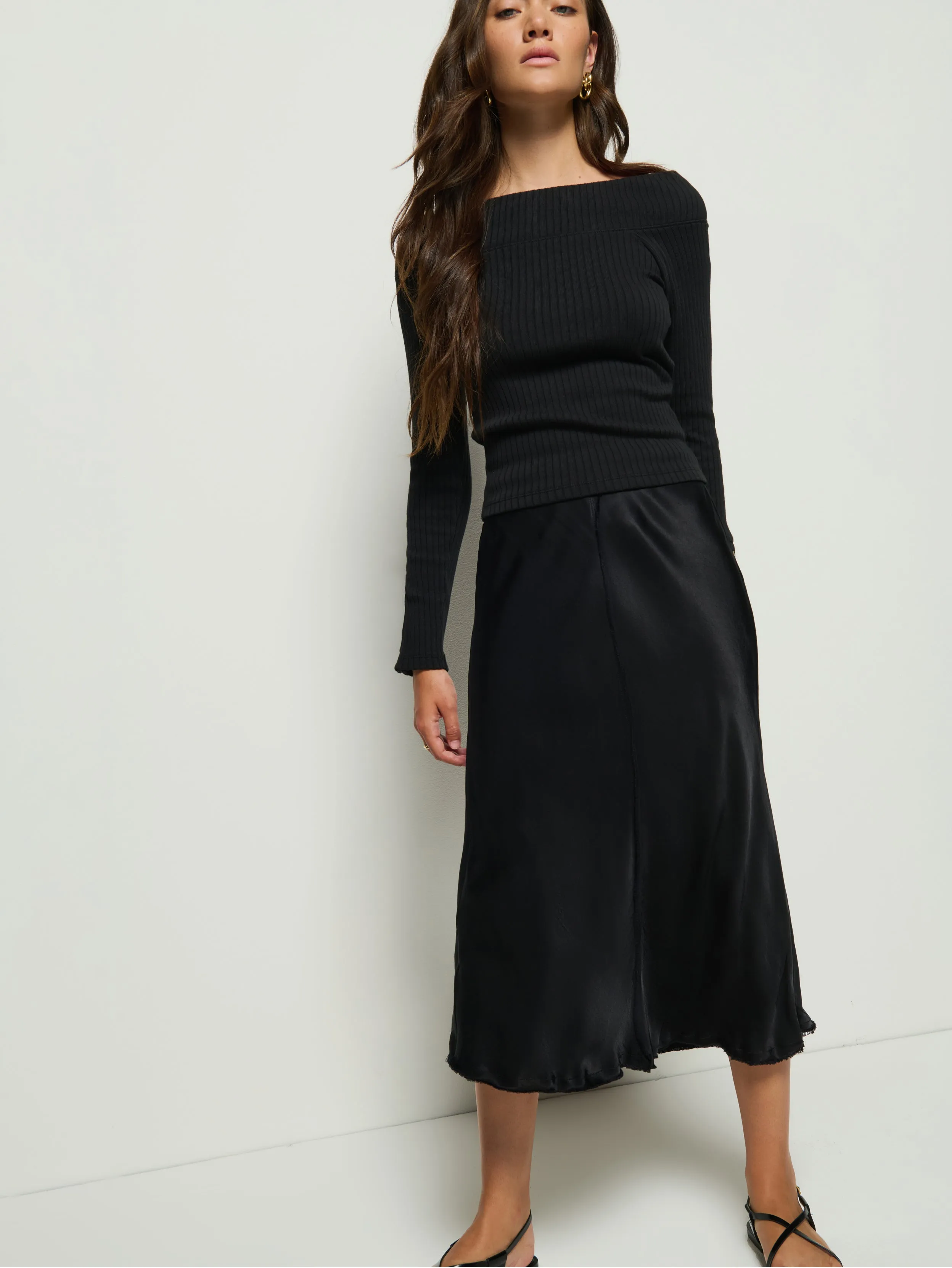 Sleek Comfort Patchwork Design Lola Bias Midi Skirt